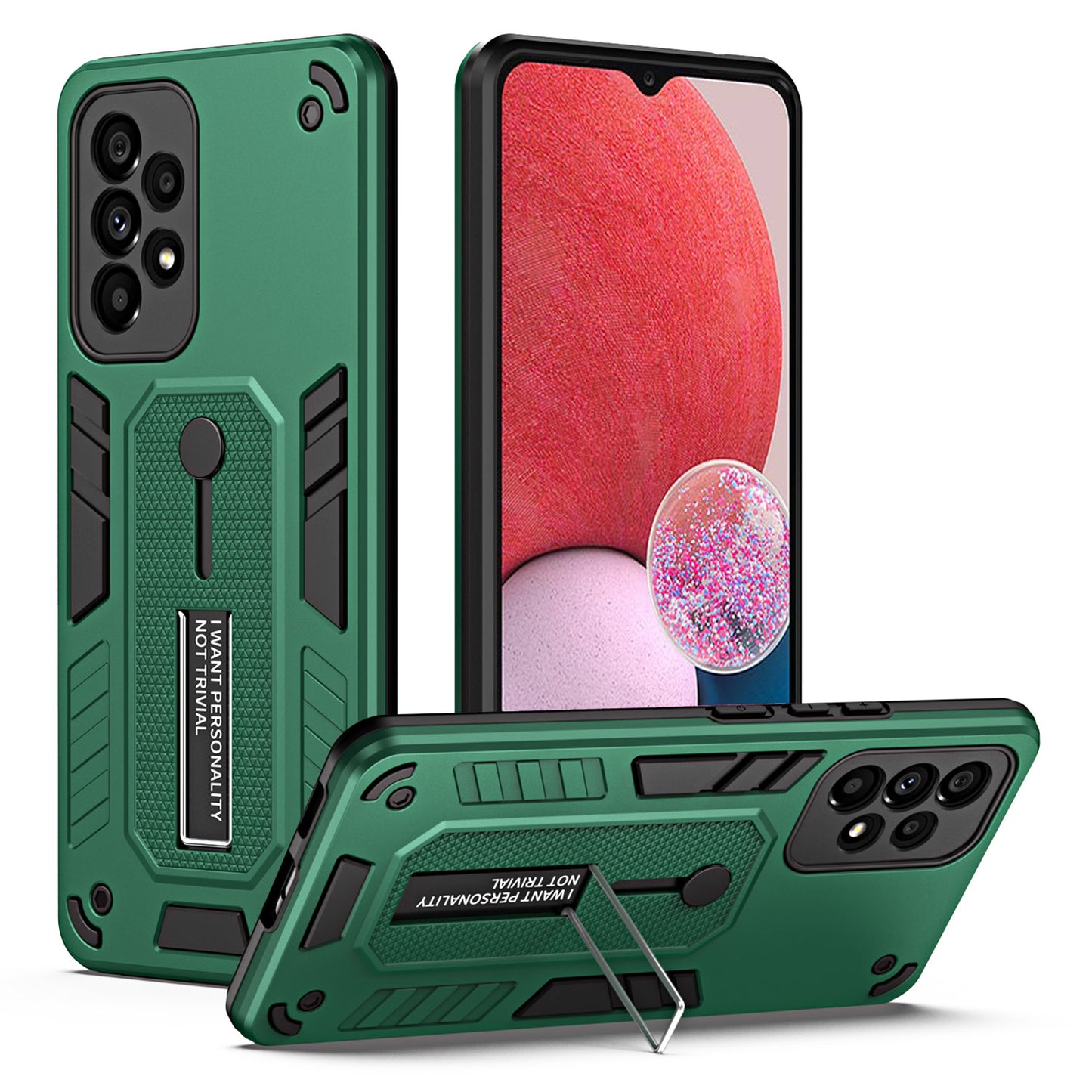 Shockproof Phone Case Kickstand For Samsung Galaxy A13 4G , PC + TPU Non-slip Smartphone Cover