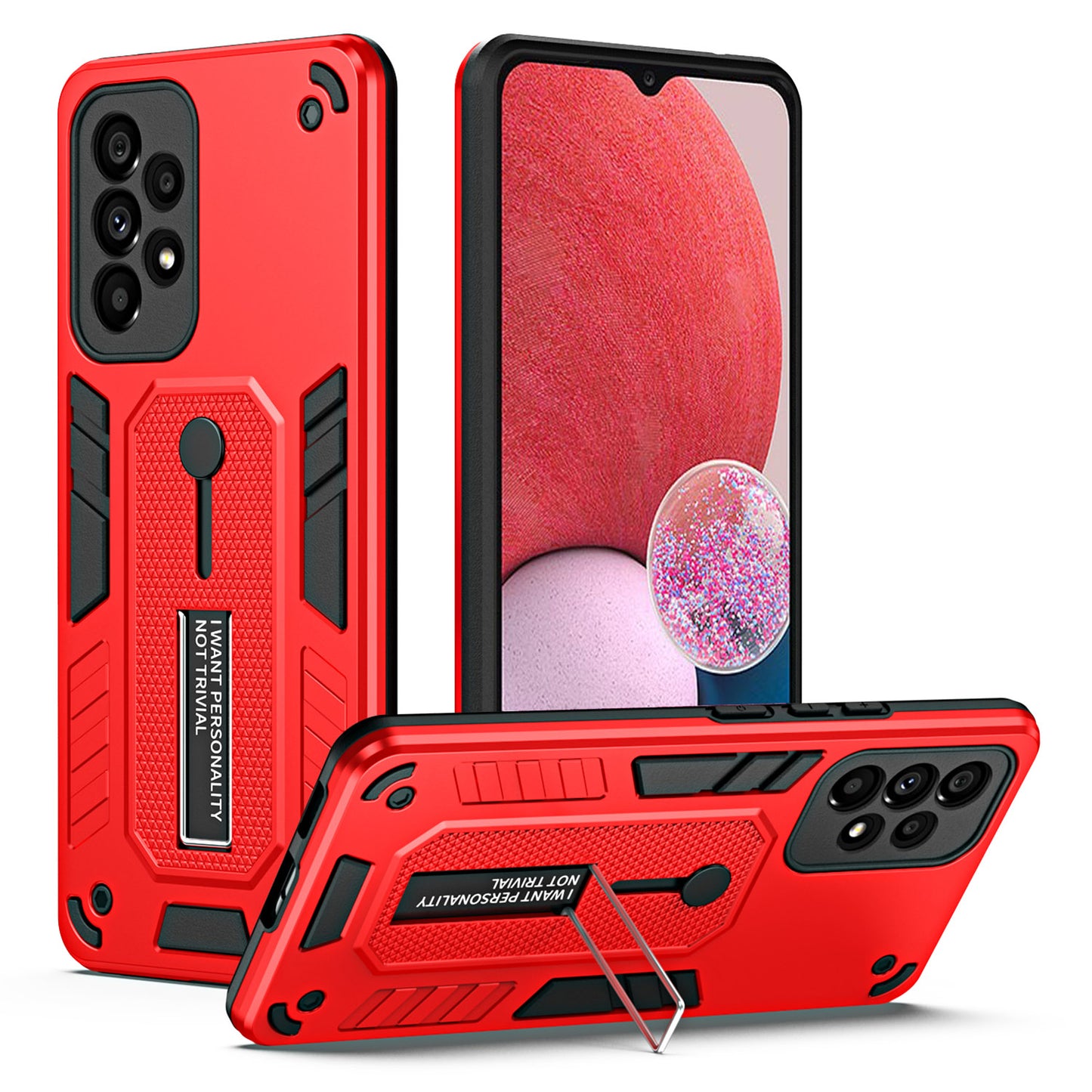 Shockproof Phone Case Kickstand For Samsung Galaxy A13 4G , PC + TPU Non-slip Smartphone Cover