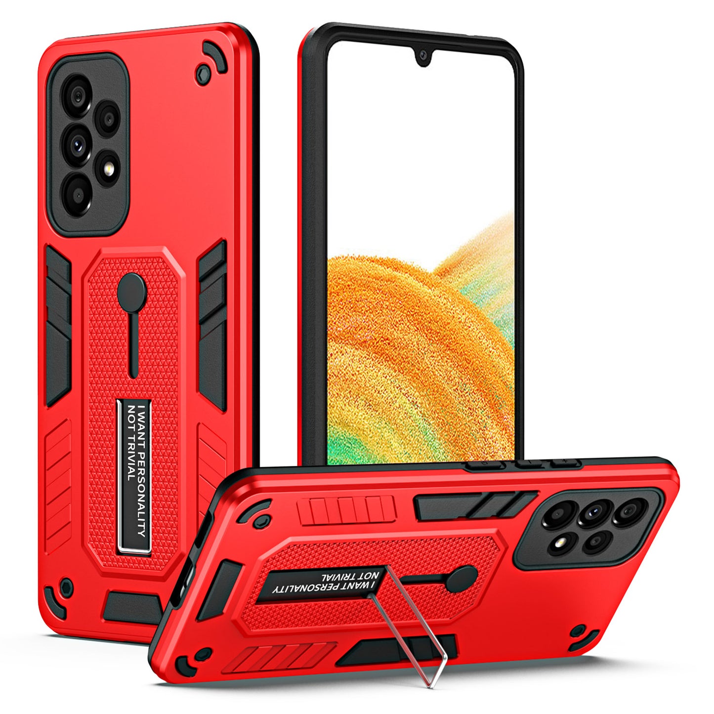For Samsung Galaxy A33 5G Anti-scratch Phone Case with Finger Kickstand PC + TPU Kickstand Cell Phone Cover