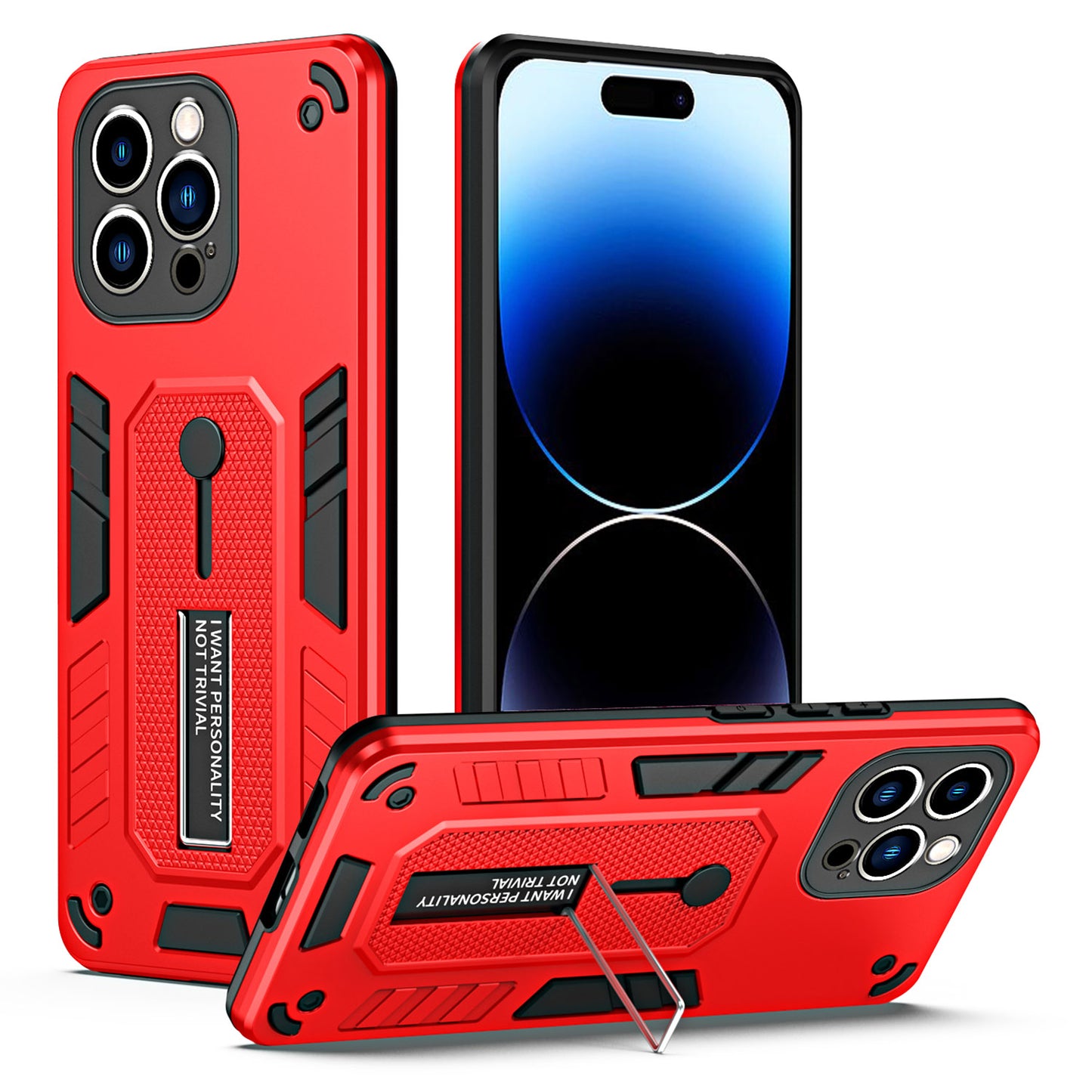 For iPhone 14 Pro Max Kickstand Phone Case TPU + PC Dual Layer Protective Cover