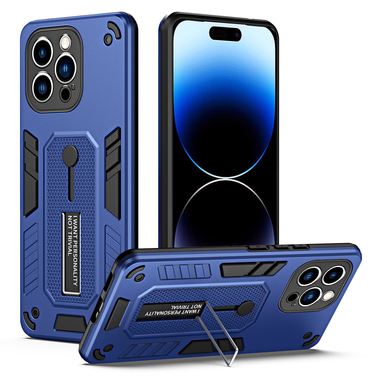 For iPhone 14 Pro Max Kickstand Phone Case TPU + PC Dual Layer Protective Cover