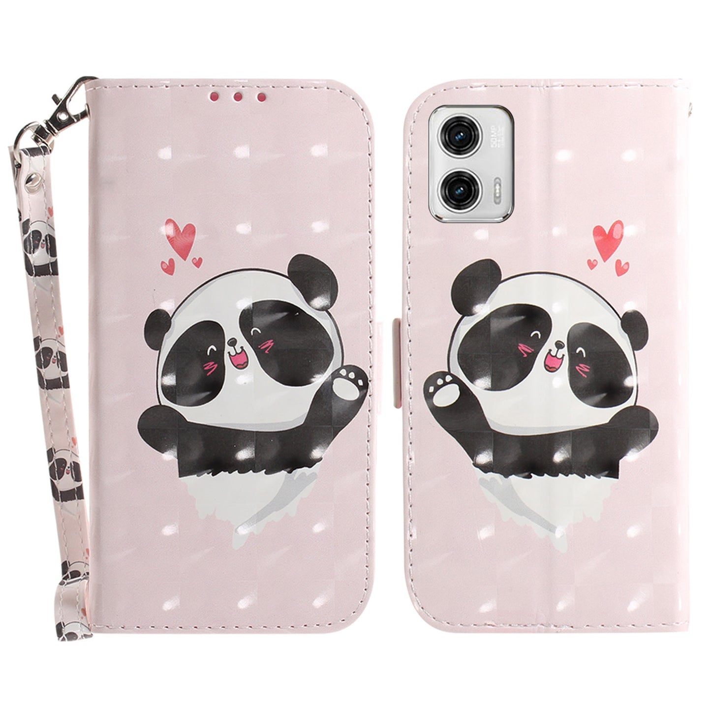Leather Phone Cover for Motorola Moto G73 5G Pattern Printing Wallet Phone Stand Case with Strap