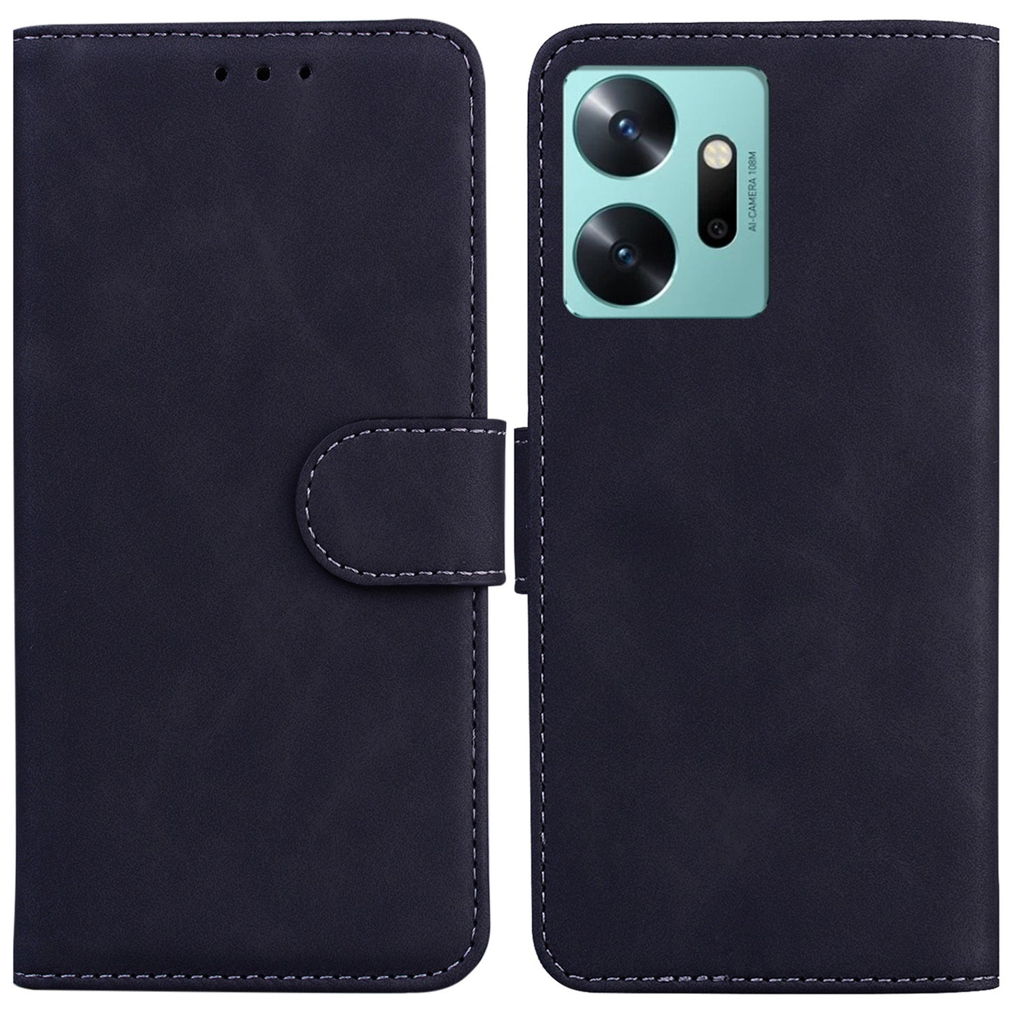 For Infinix Zero 20 4G Solid Color Leather Phone Case Stand Protective Phone Wallet Cover