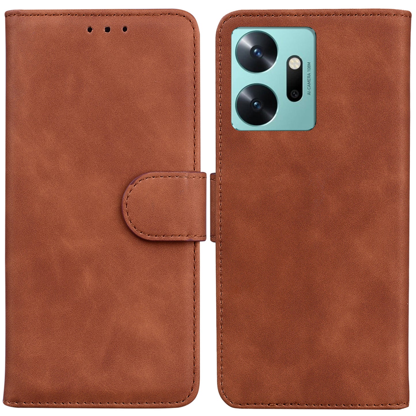 For Infinix Zero 20 4G Solid Color Leather Phone Case Stand Protective Phone Wallet Cover