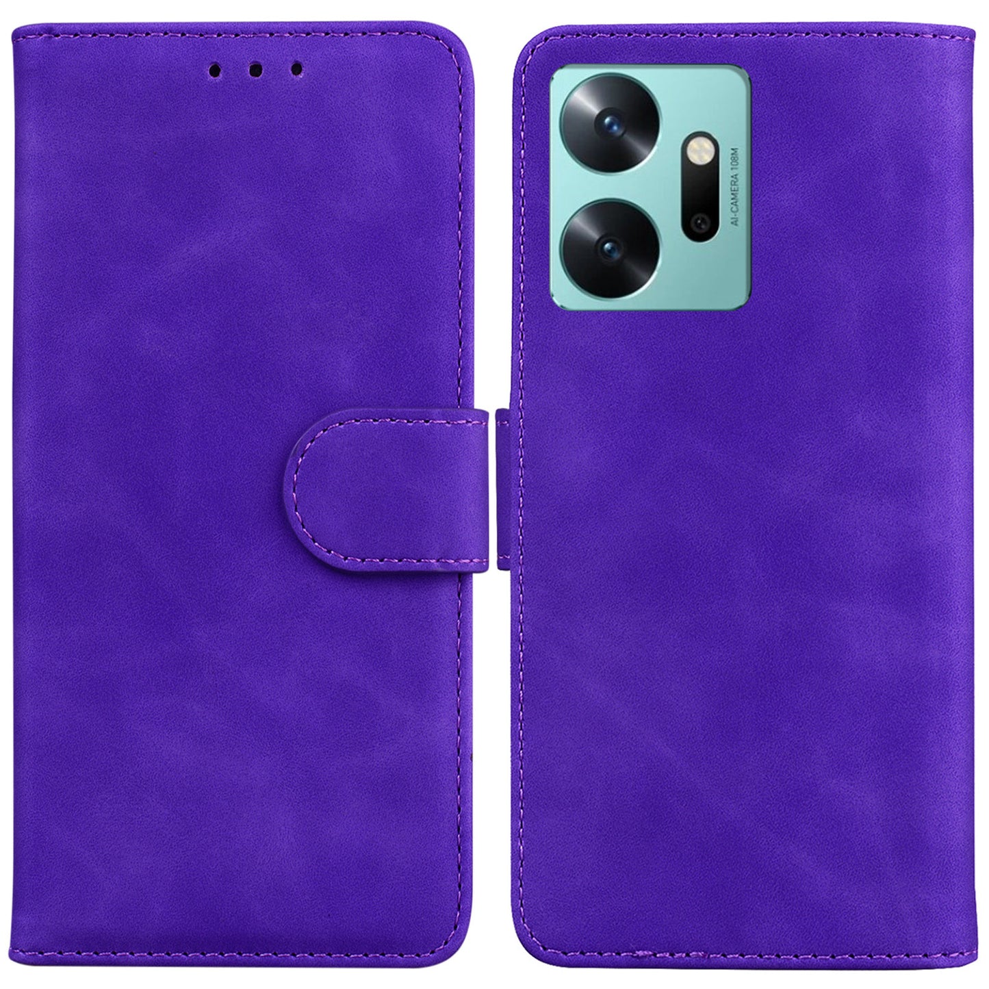 For Infinix Zero 20 4G Solid Color Leather Phone Case Stand Protective Phone Wallet Cover