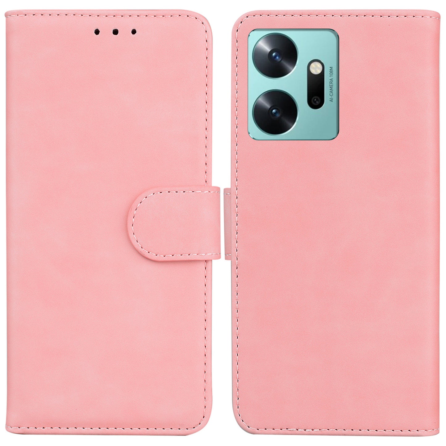 For Infinix Zero 20 4G Solid Color Leather Phone Case Stand Protective Phone Wallet Cover