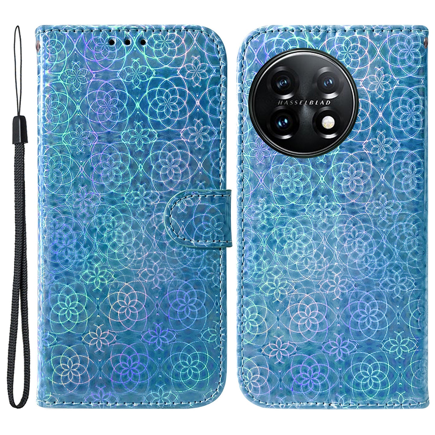 For OnePlus 11 5G Drop-proof Phone Case Dazzling Flower Pattern Wallet Stand PU Leather Phone Cover