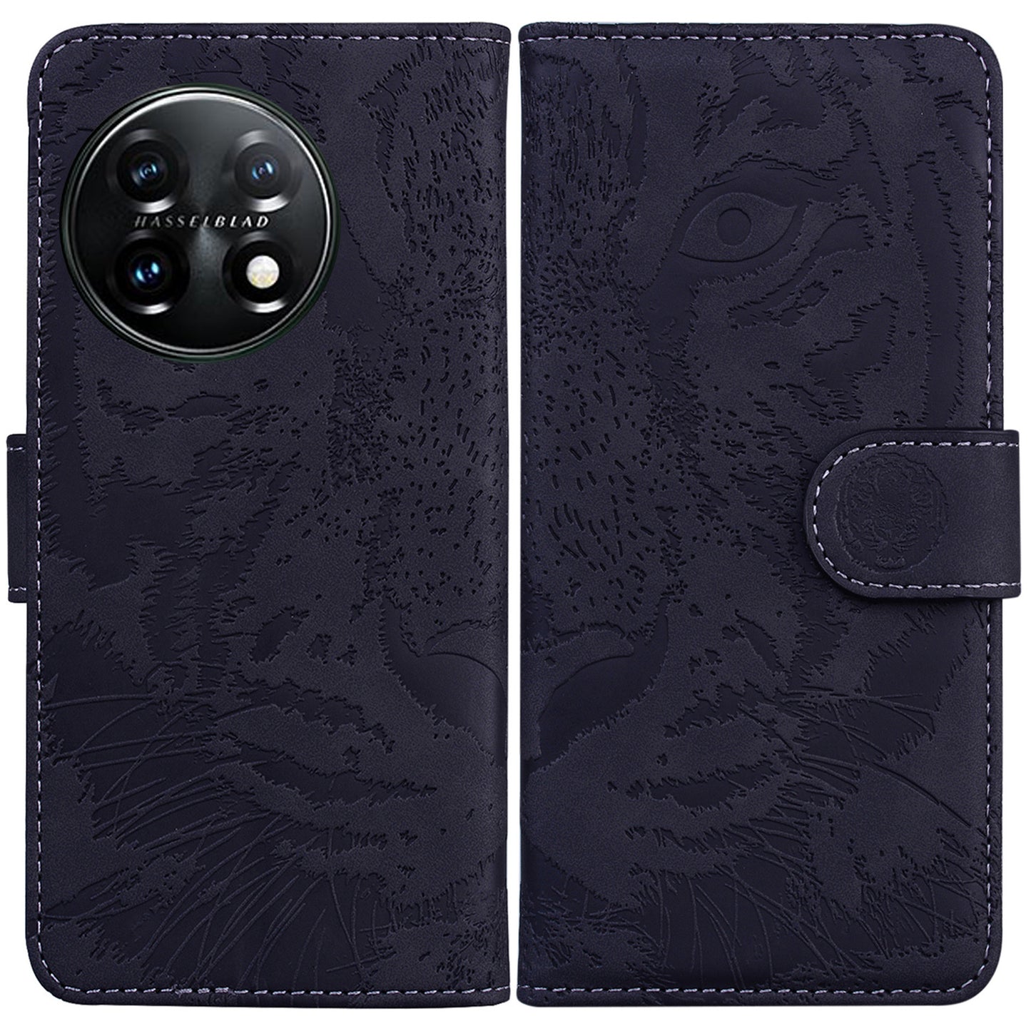 For OnePlus 11 5G Tiger Imprinted Cell Phone Cover PU Leather Wallet Stand Protective Phone Case