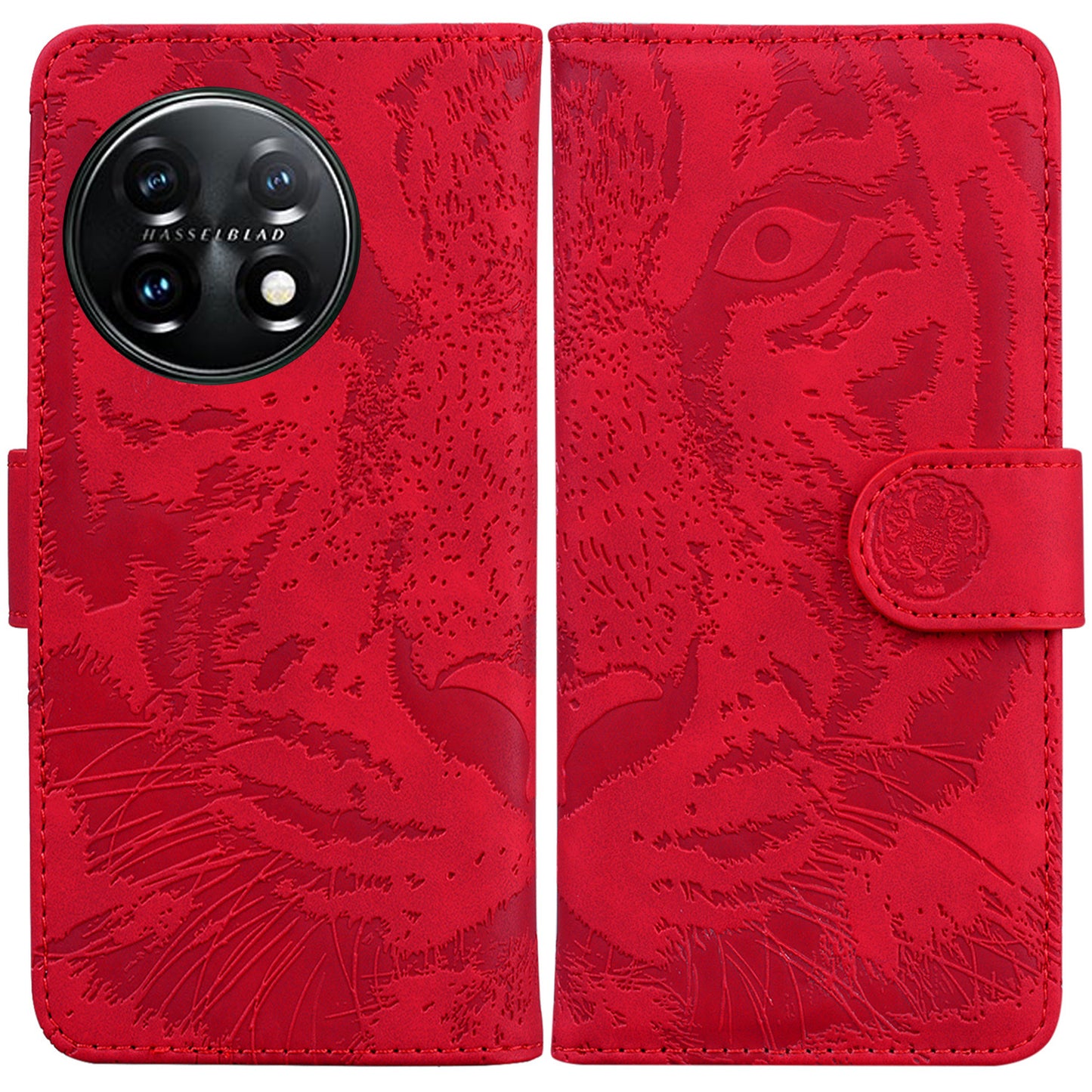 For OnePlus 11 5G Tiger Imprinted Cell Phone Cover PU Leather Wallet Stand Protective Phone Case