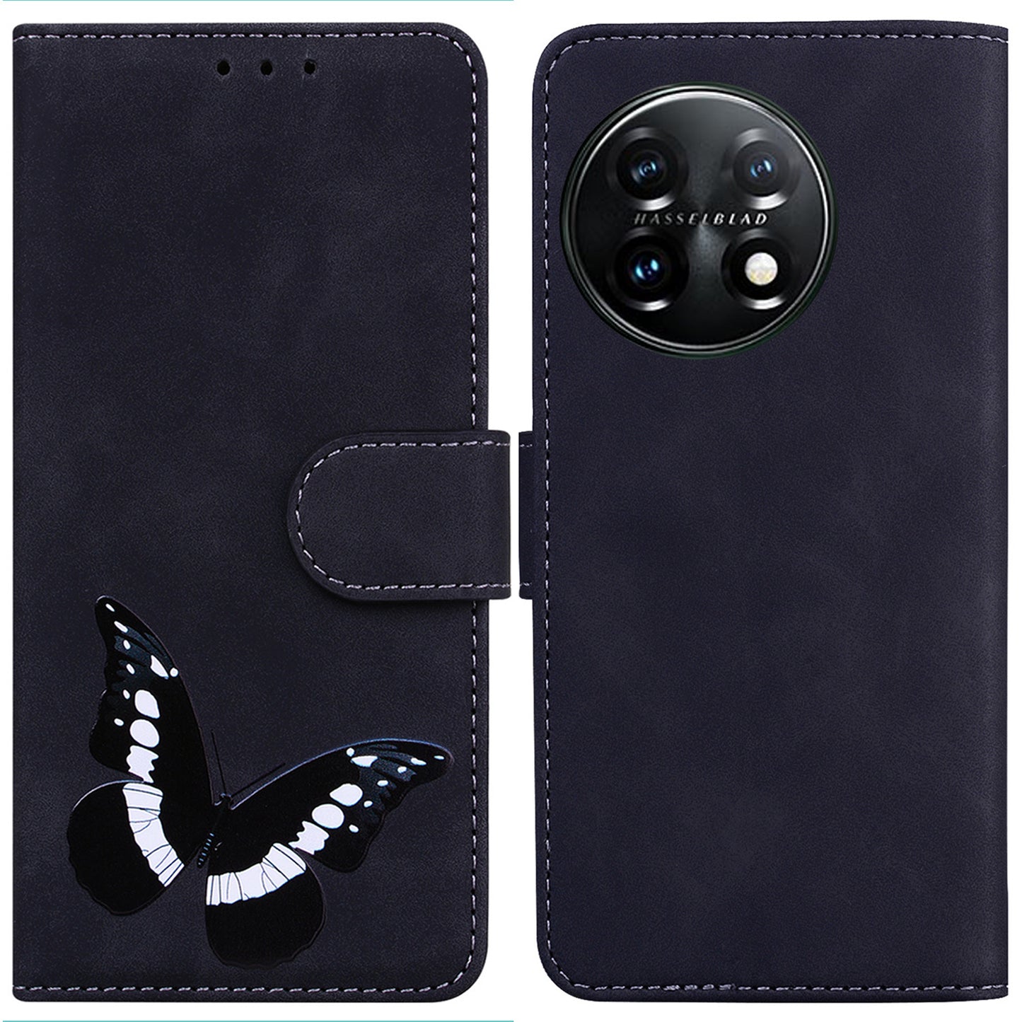 For OnePlus 11 5G Butterfly Printing Skin-friendly Flip Leather Wallet Cover Anti-drop Phone Case Stand