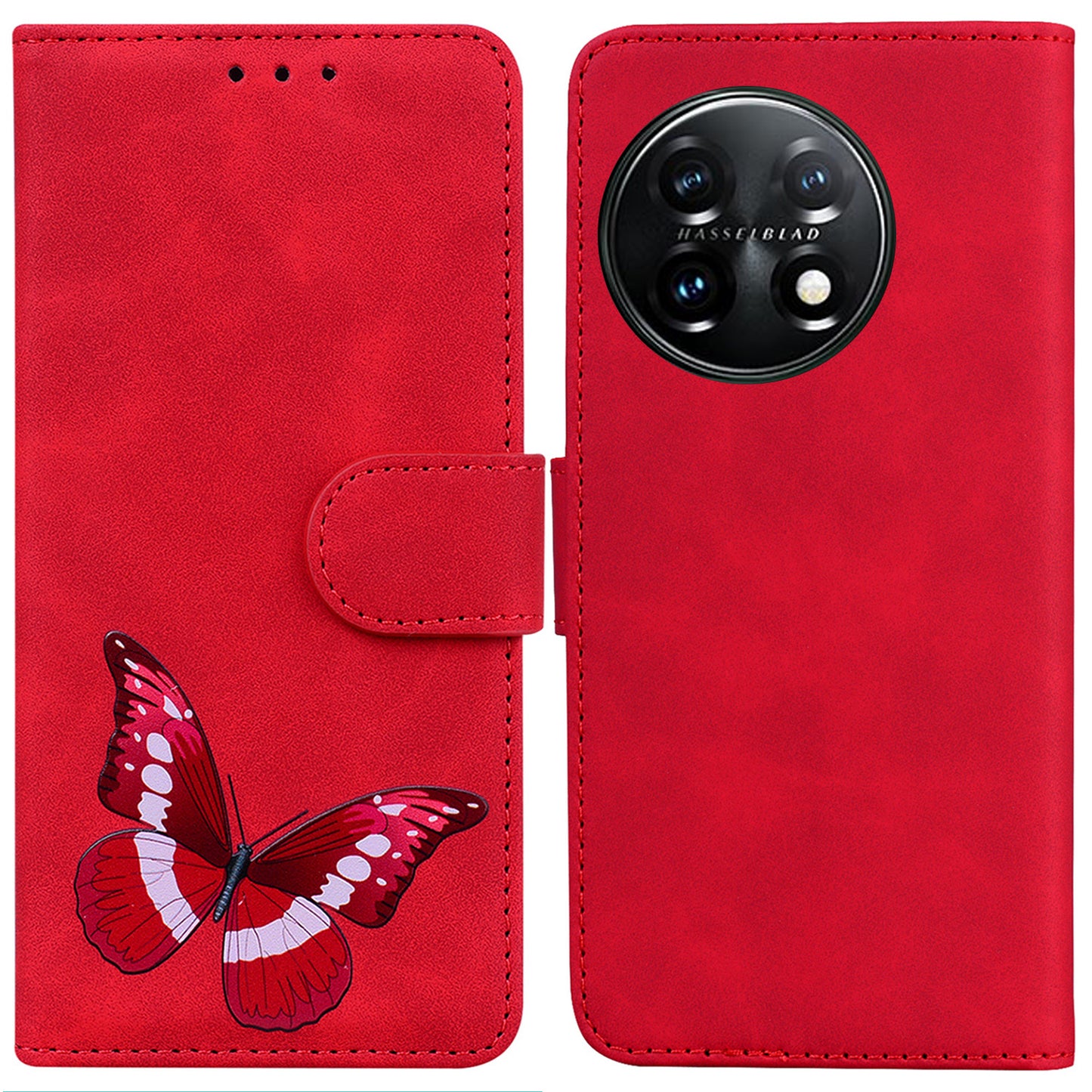 For OnePlus 11 5G Butterfly Printing Skin-friendly Flip Leather Wallet Cover Anti-drop Phone Case Stand