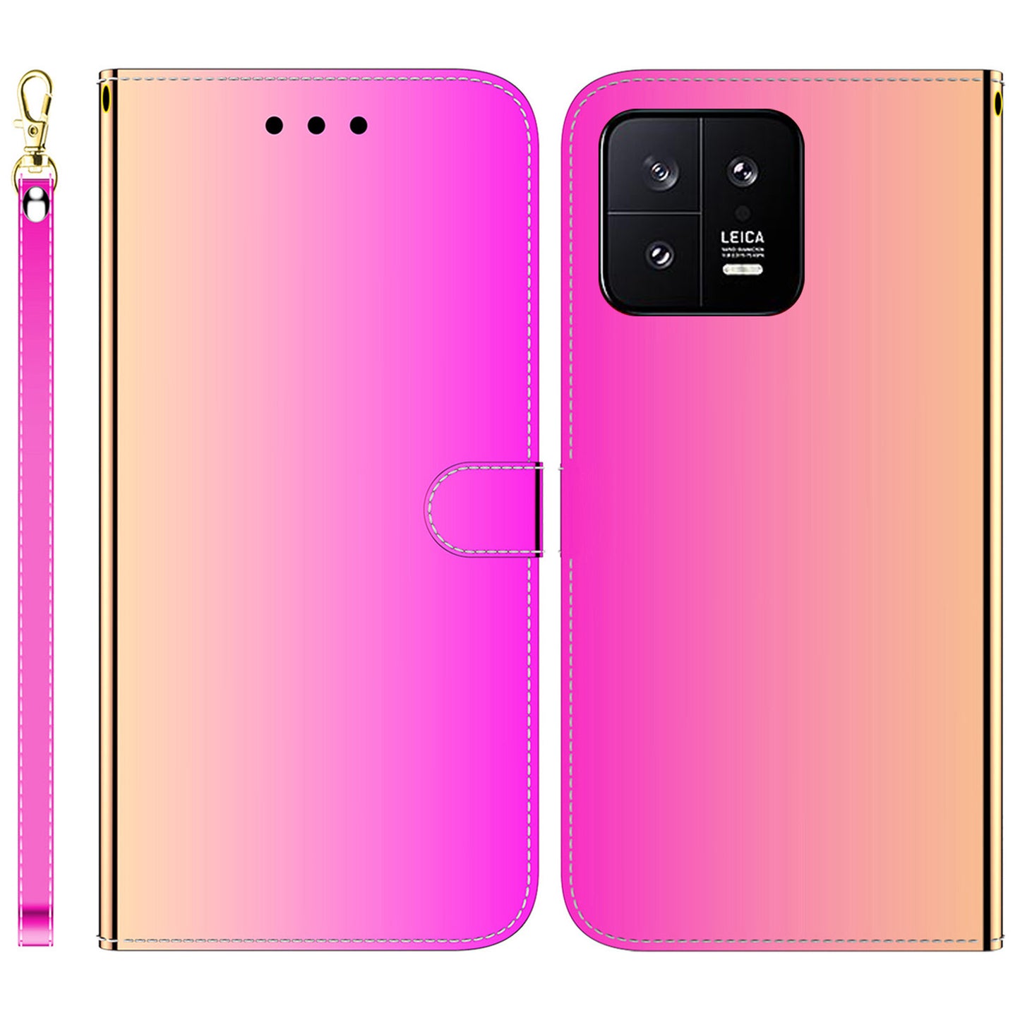 For Xiaomi 13 5G Anti-drop Flip Phone Wallet Case Stand PU Leather Mirror-like Surface Phone Cover