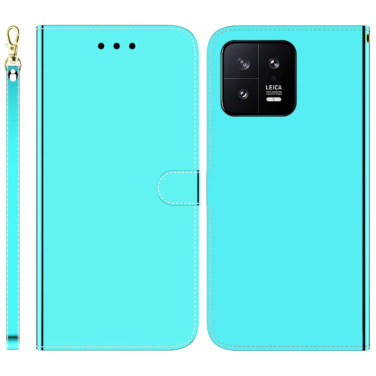 For Xiaomi 13 5G Anti-drop Flip Phone Wallet Case Stand PU Leather Mirror-like Surface Phone Cover