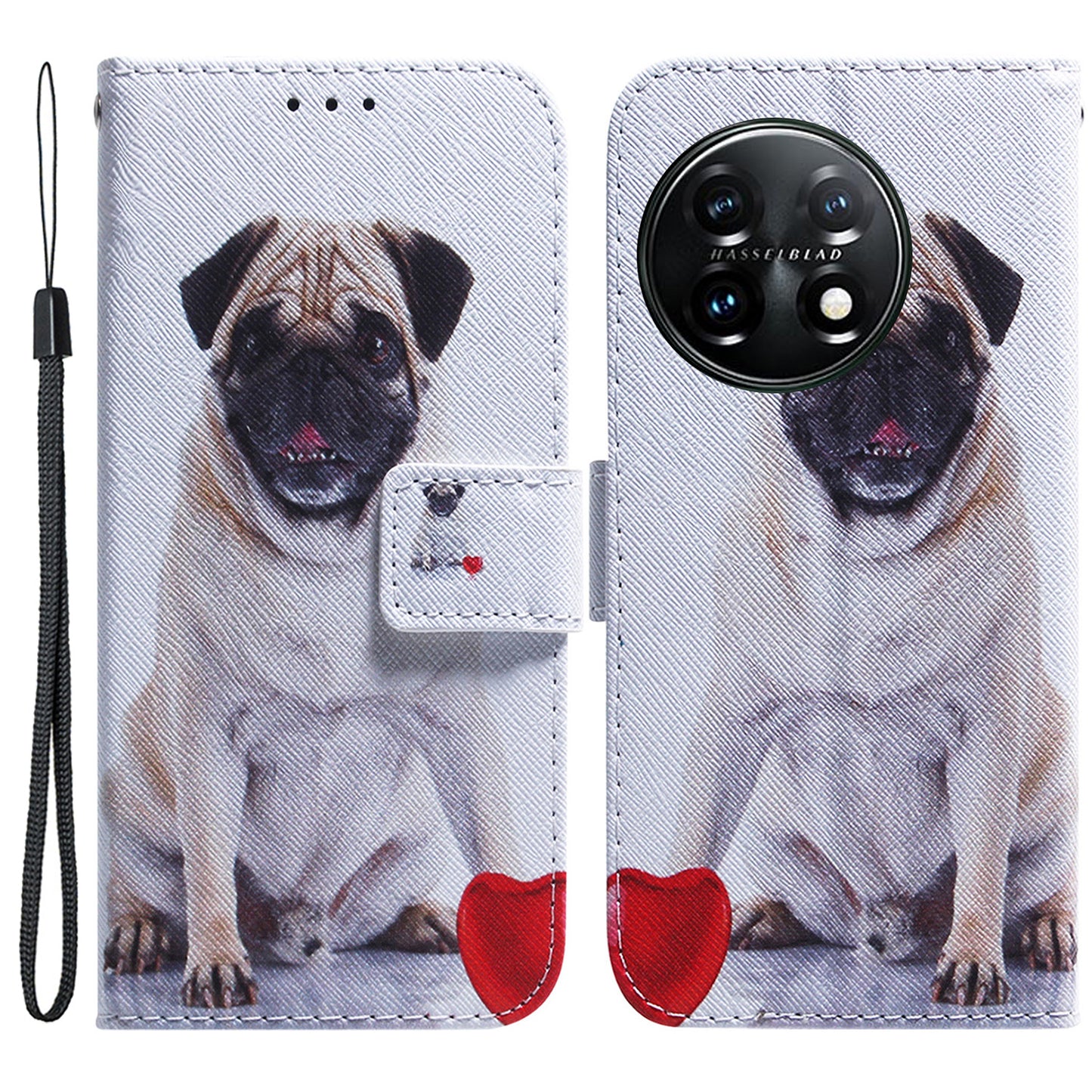 For OnePlus 11 5G Anti-fall PU Leather Phone Case Pattern Printing Stand Flip Wallet Cover with Strap