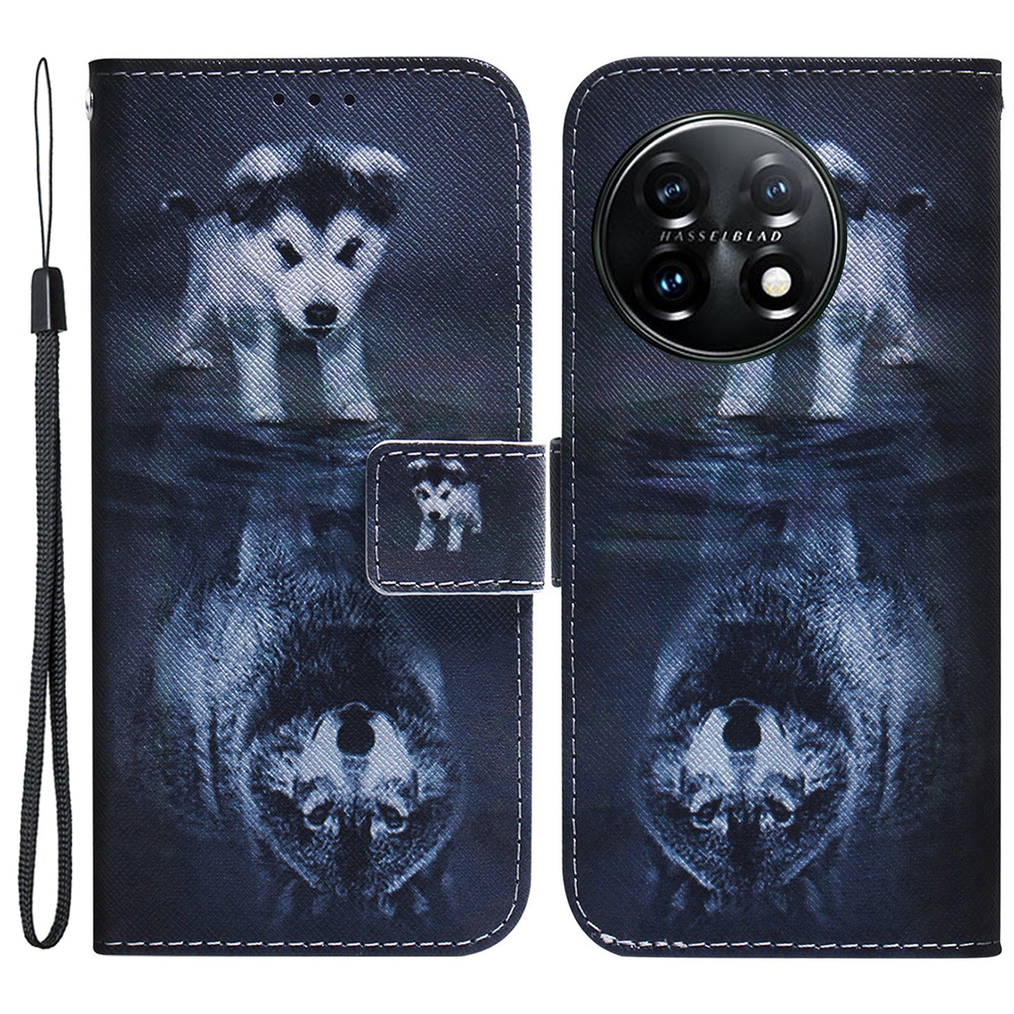 For OnePlus 11 5G Anti-fall PU Leather Phone Case Pattern Printing Stand Flip Wallet Cover with Strap