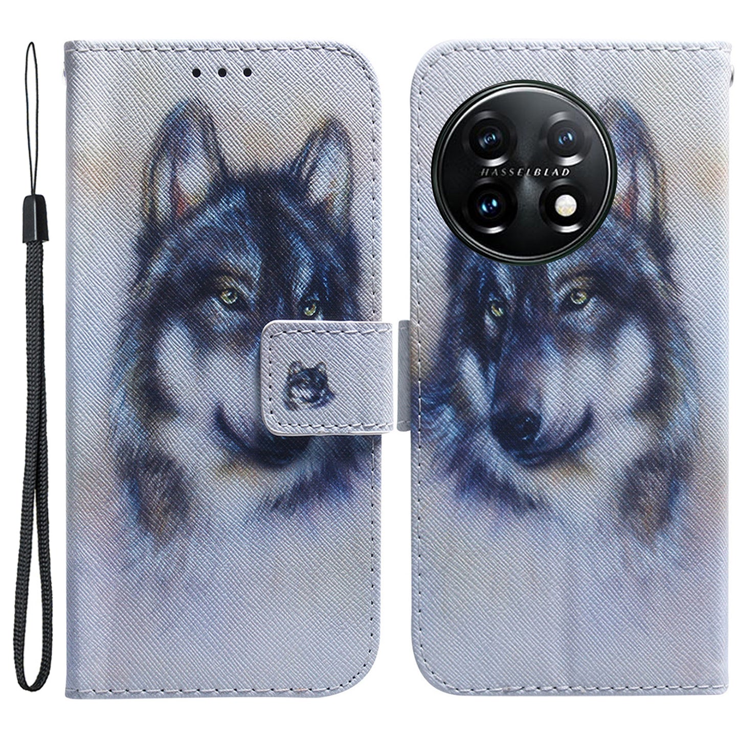 For OnePlus 11 5G Anti-fall PU Leather Phone Case Pattern Printing Stand Flip Wallet Cover with Strap