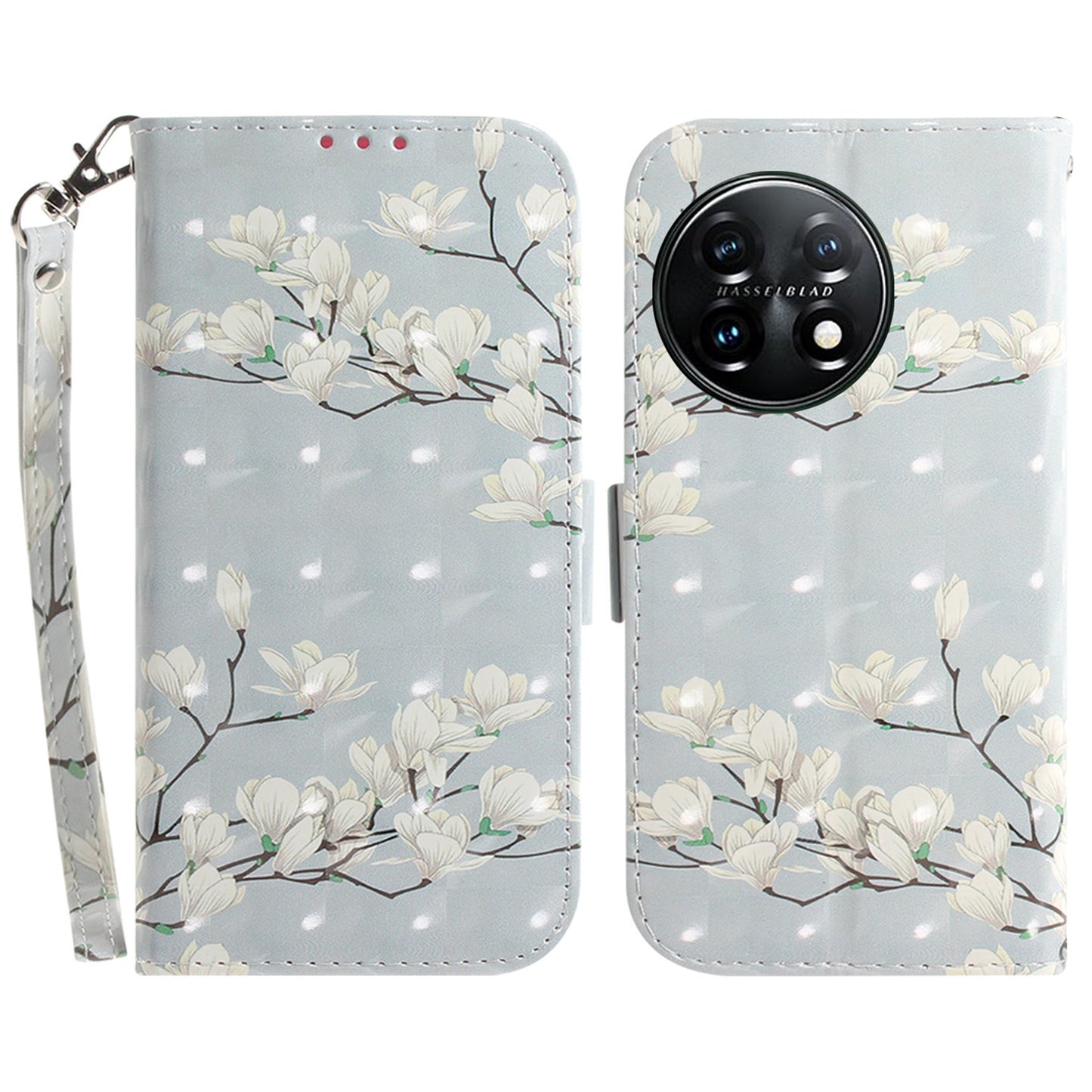 Anti-drop Cell Phone Cover for OnePlus 11 5G Pattern Printing Leather Wallet Phone Stand Case with Strap