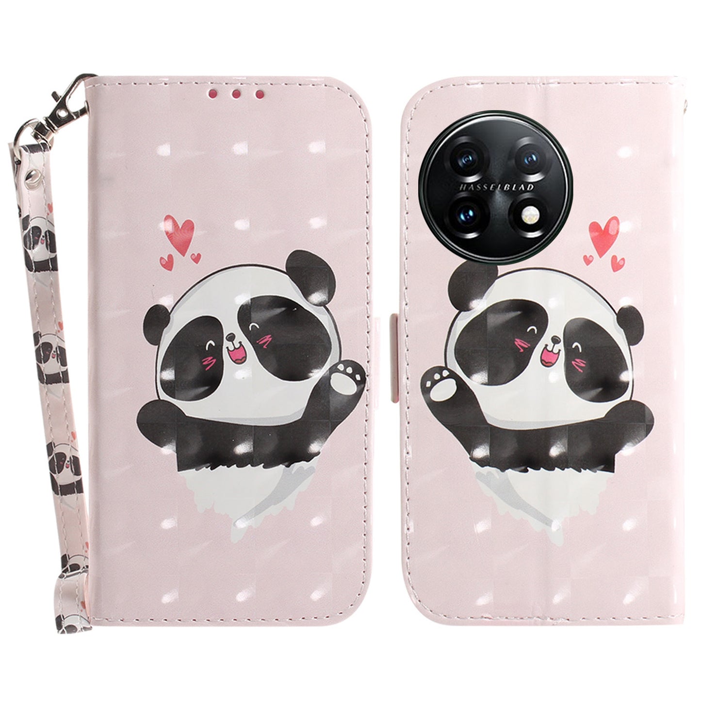 Anti-drop Cell Phone Cover for OnePlus 11 5G Pattern Printing Leather Wallet Phone Stand Case with Strap