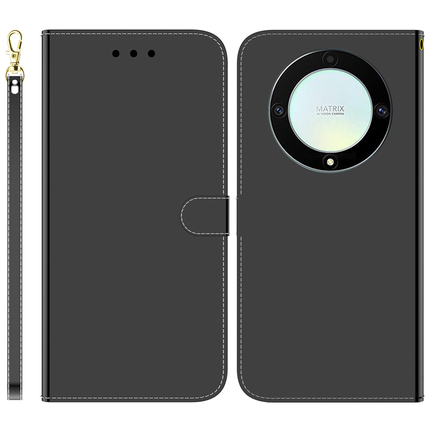 For Honor X40 5G / X9a 5G / Magic5 Lite 5G Anti-scratch Phone Case Stand Mirror-like Surface Flip Leather Phone Wallet Cover