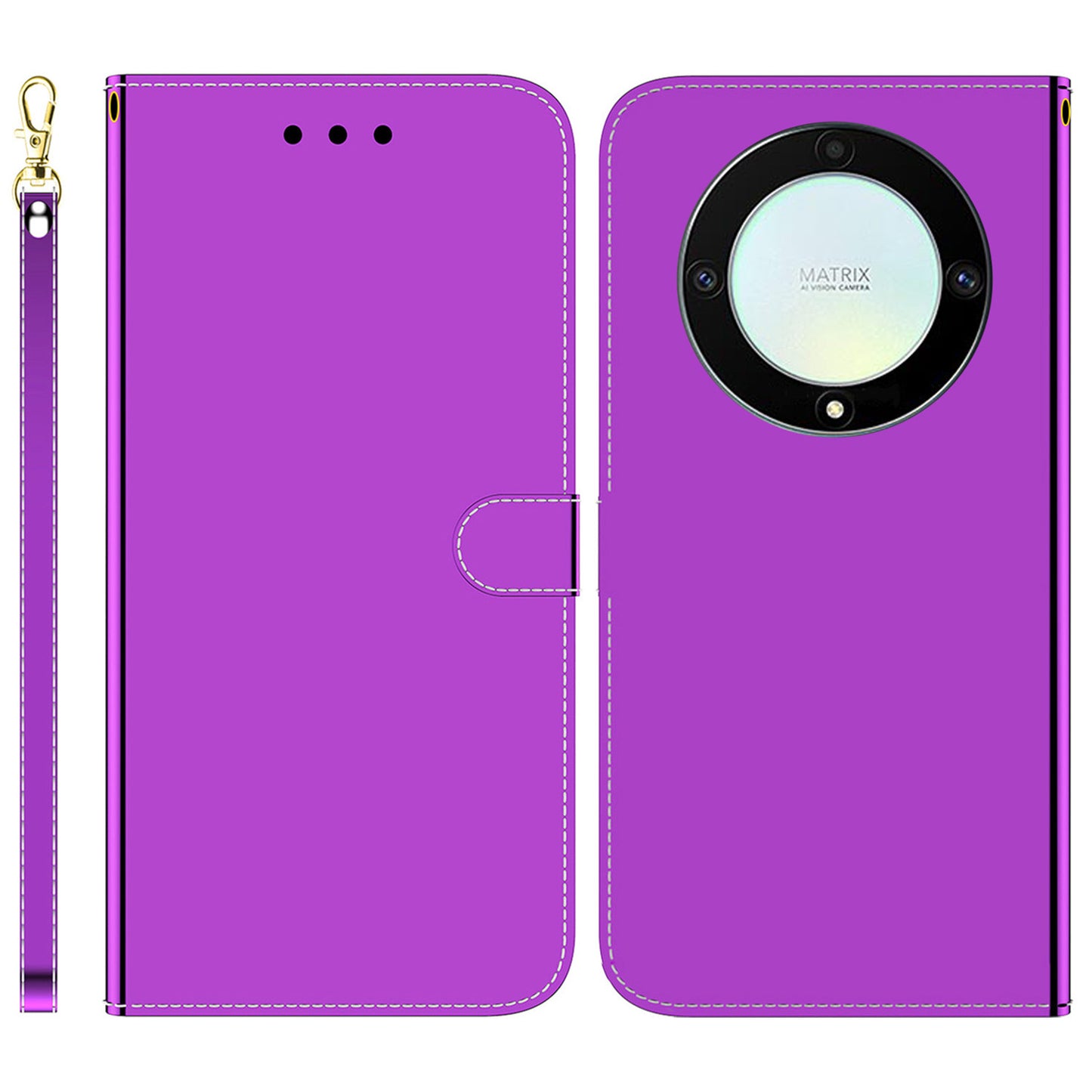 For Honor X40 5G / X9a 5G / Magic5 Lite 5G Anti-scratch Phone Case Stand Mirror-like Surface Flip Leather Phone Wallet Cover