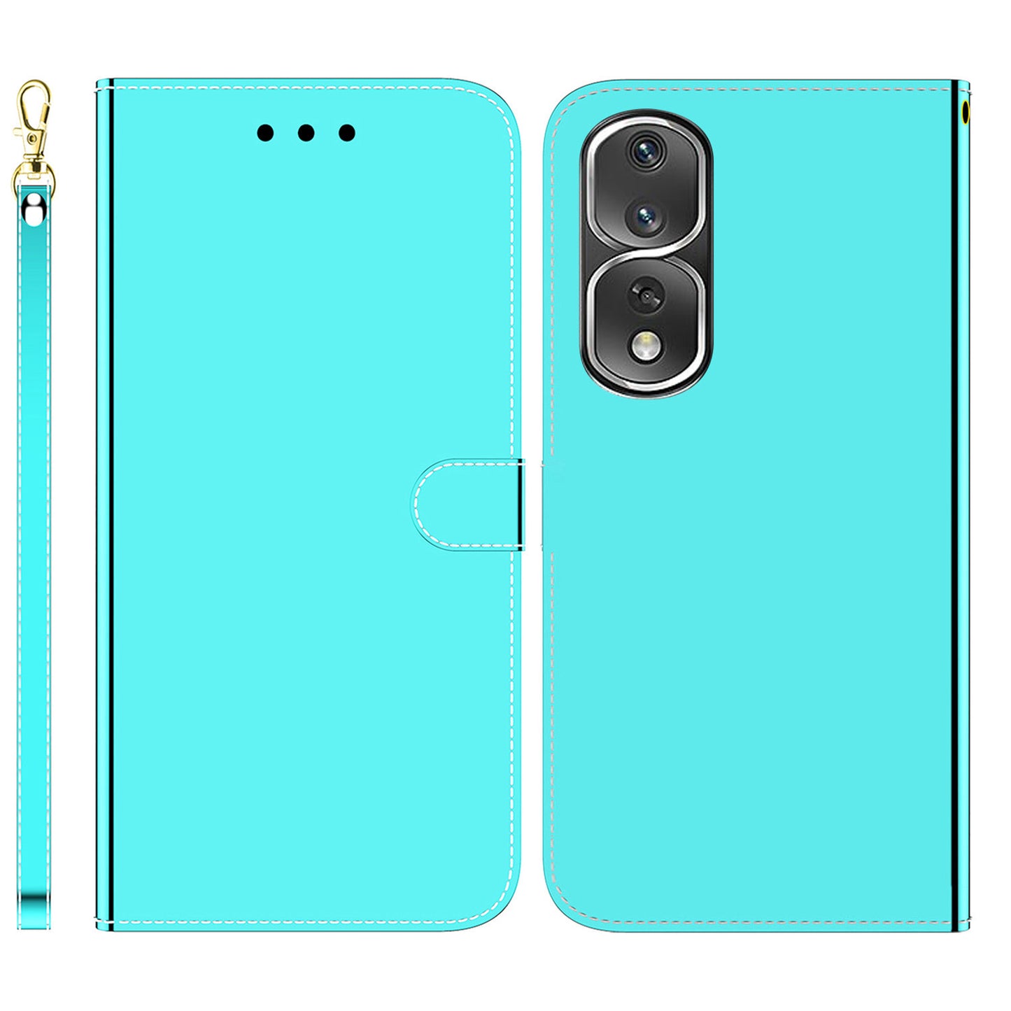 For Honor 80 Pro 5G Flip Phone Wallet Case Stand Mirror-like Surface Full Protection PU Leather Phone Cover