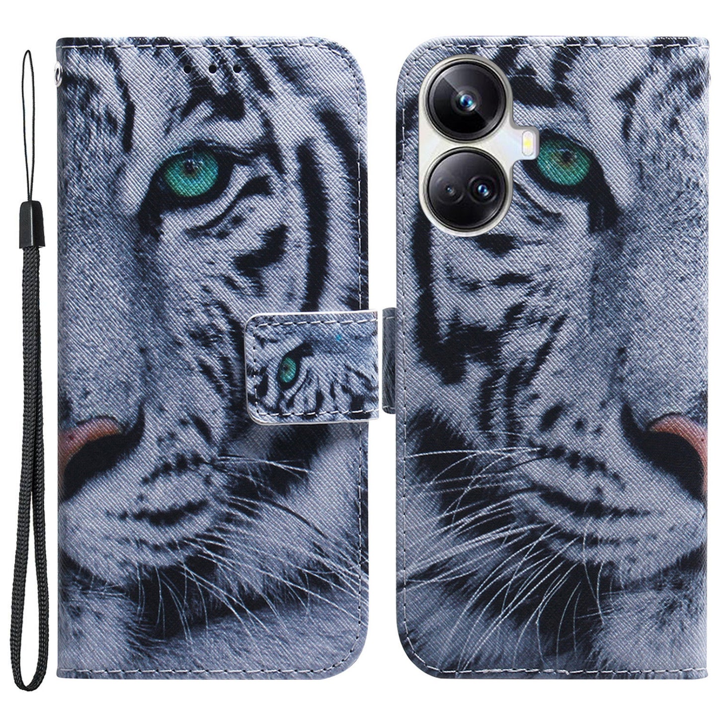 For Realme 10 Pro+ 5G PU Leather Wallet Phone Case Pattern Printing Stand Cover with Wrist Strap
