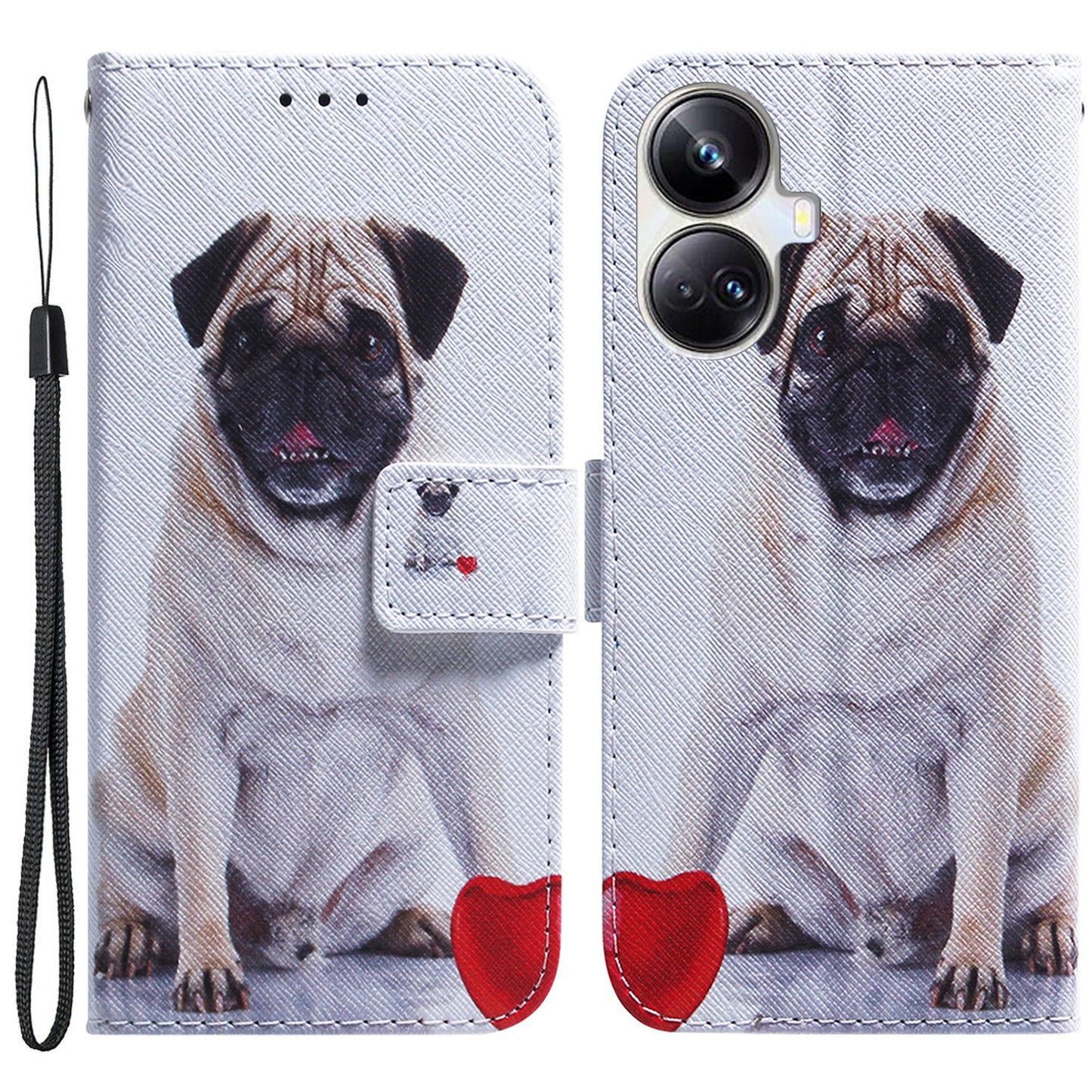 For Realme 10 Pro+ 5G PU Leather Wallet Phone Case Pattern Printing Stand Cover with Wrist Strap