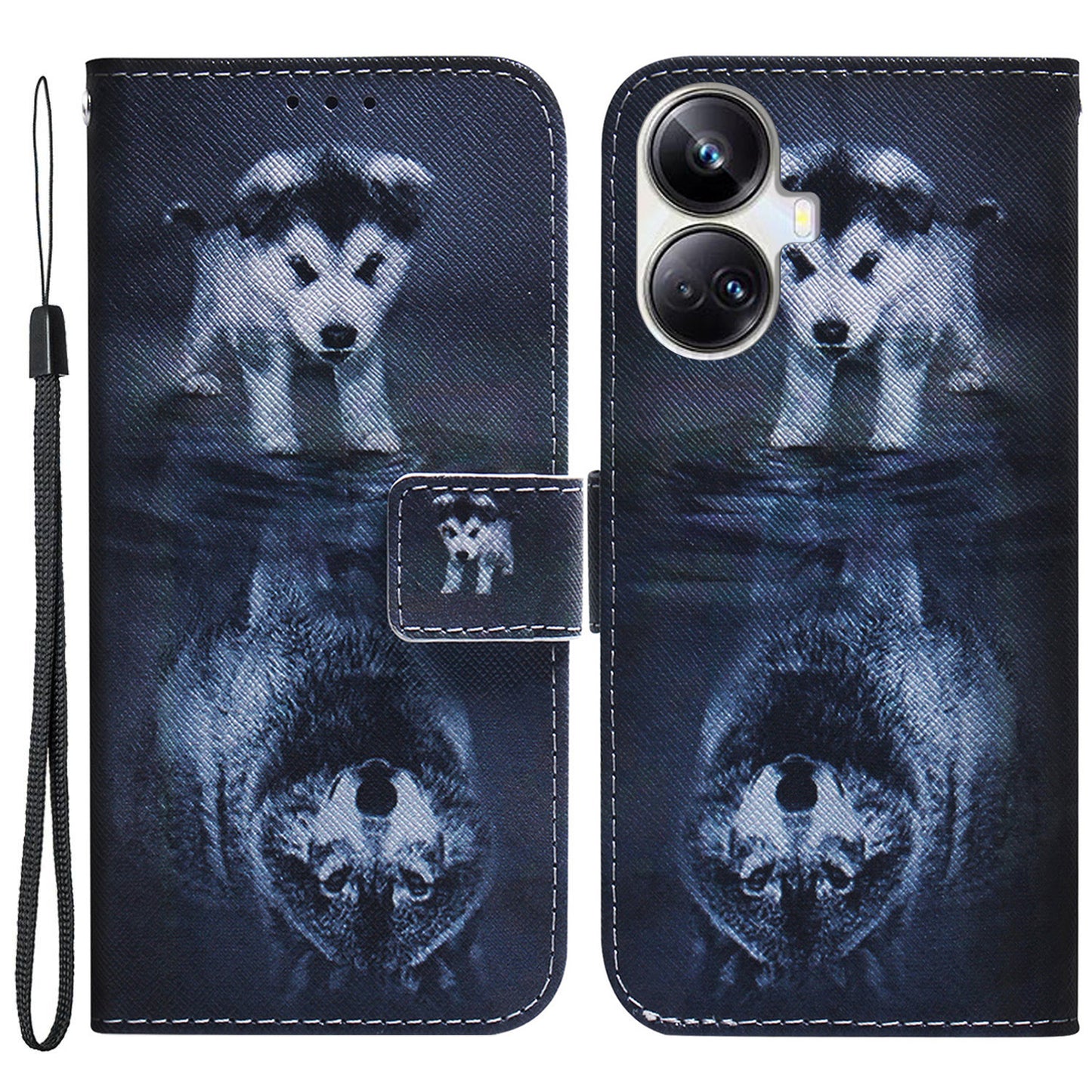 For Realme 10 Pro+ 5G PU Leather Wallet Phone Case Pattern Printing Stand Cover with Wrist Strap