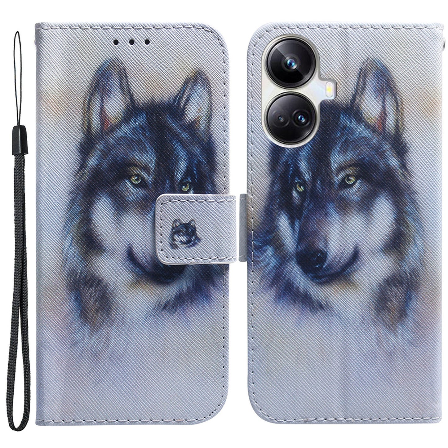 For Realme 10 Pro+ 5G PU Leather Wallet Phone Case Pattern Printing Stand Cover with Wrist Strap