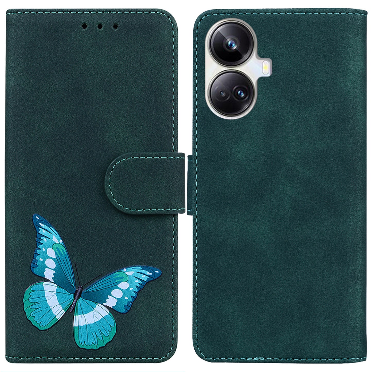 For Realme 10 Pro+ 5G Butterfly Printing Phone Stand Cover Leather Wallet Shockproof Case