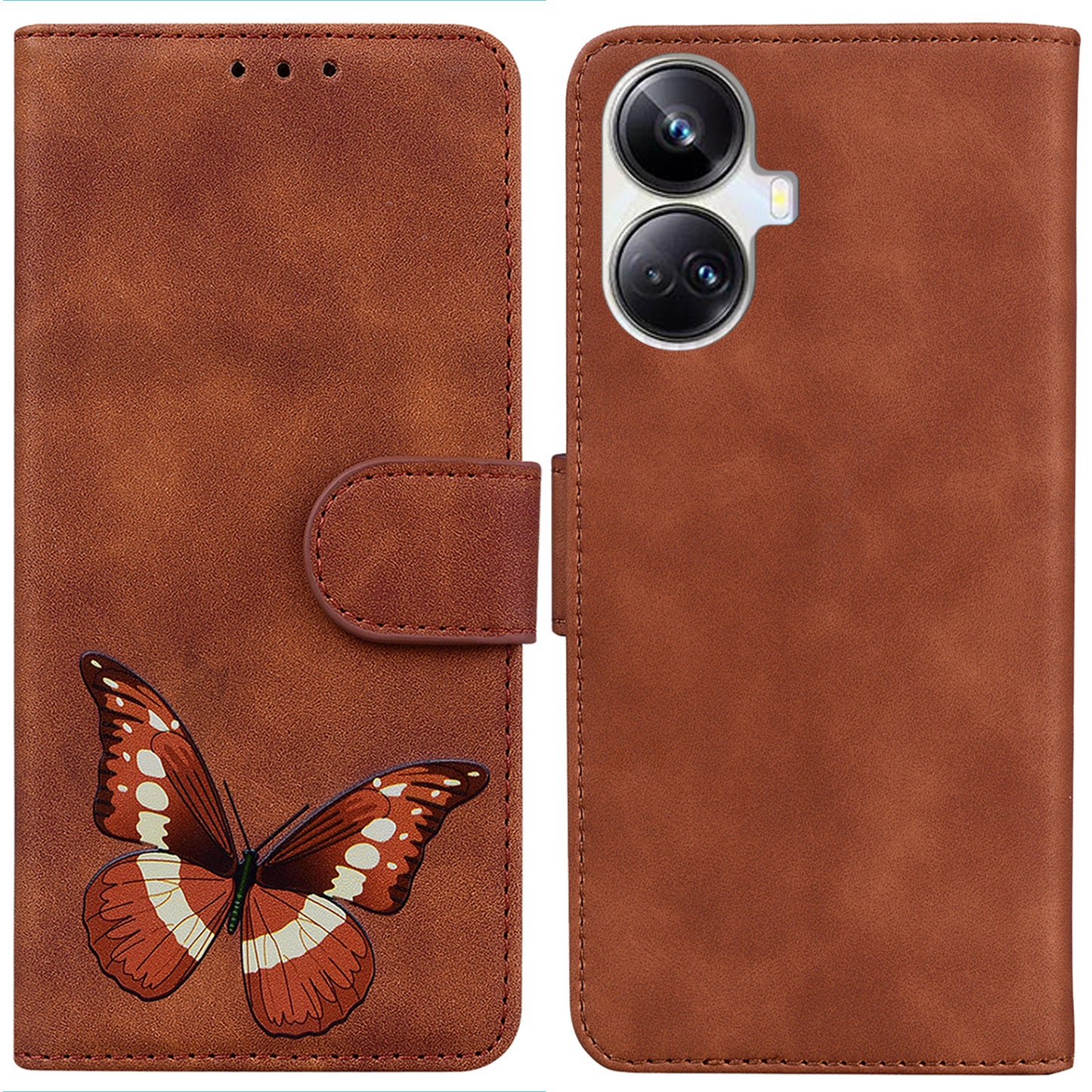 For Realme 10 Pro+ 5G Butterfly Printing Phone Stand Cover Leather Wallet Shockproof Case