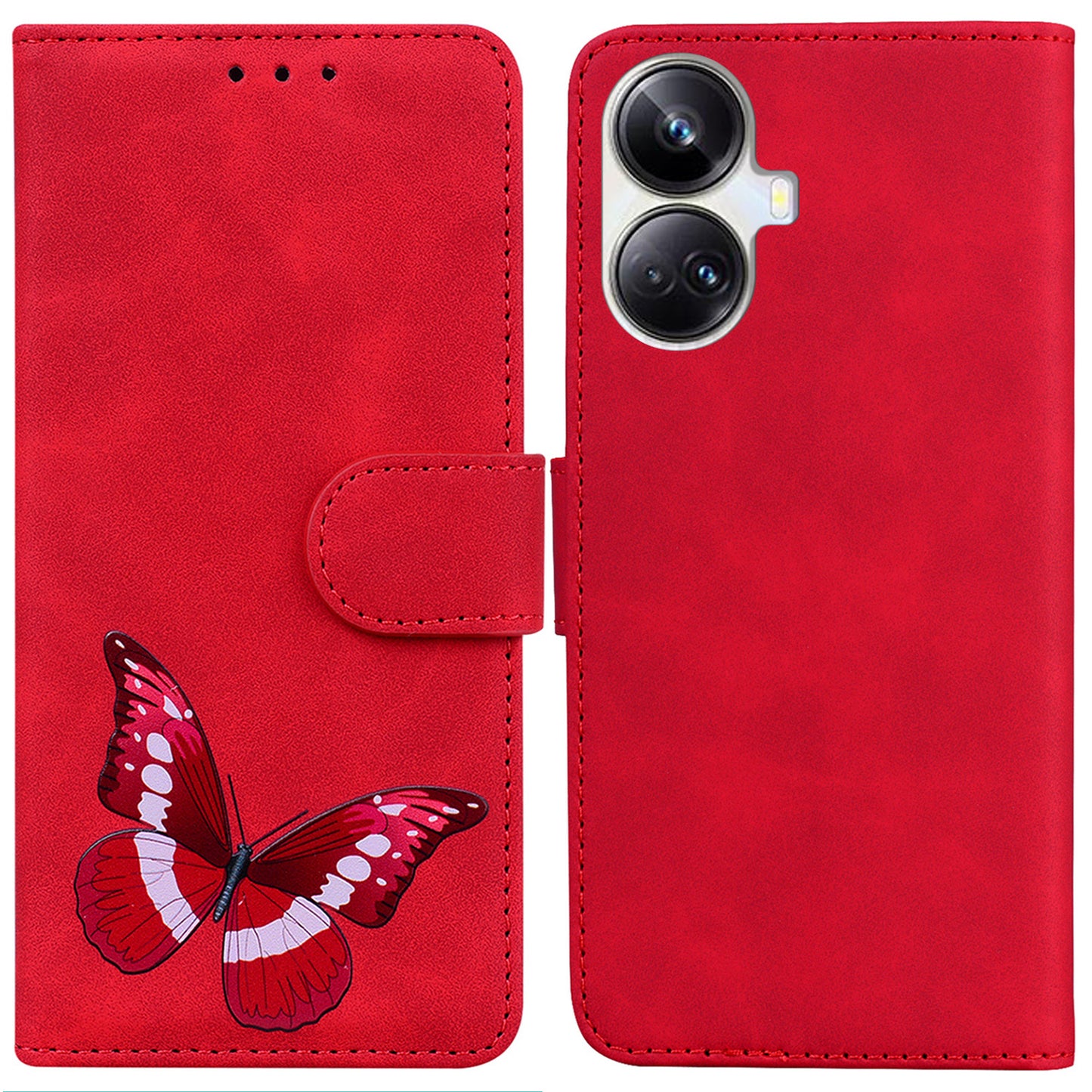 For Realme 10 Pro+ 5G Butterfly Printing Phone Stand Cover Leather Wallet Shockproof Case