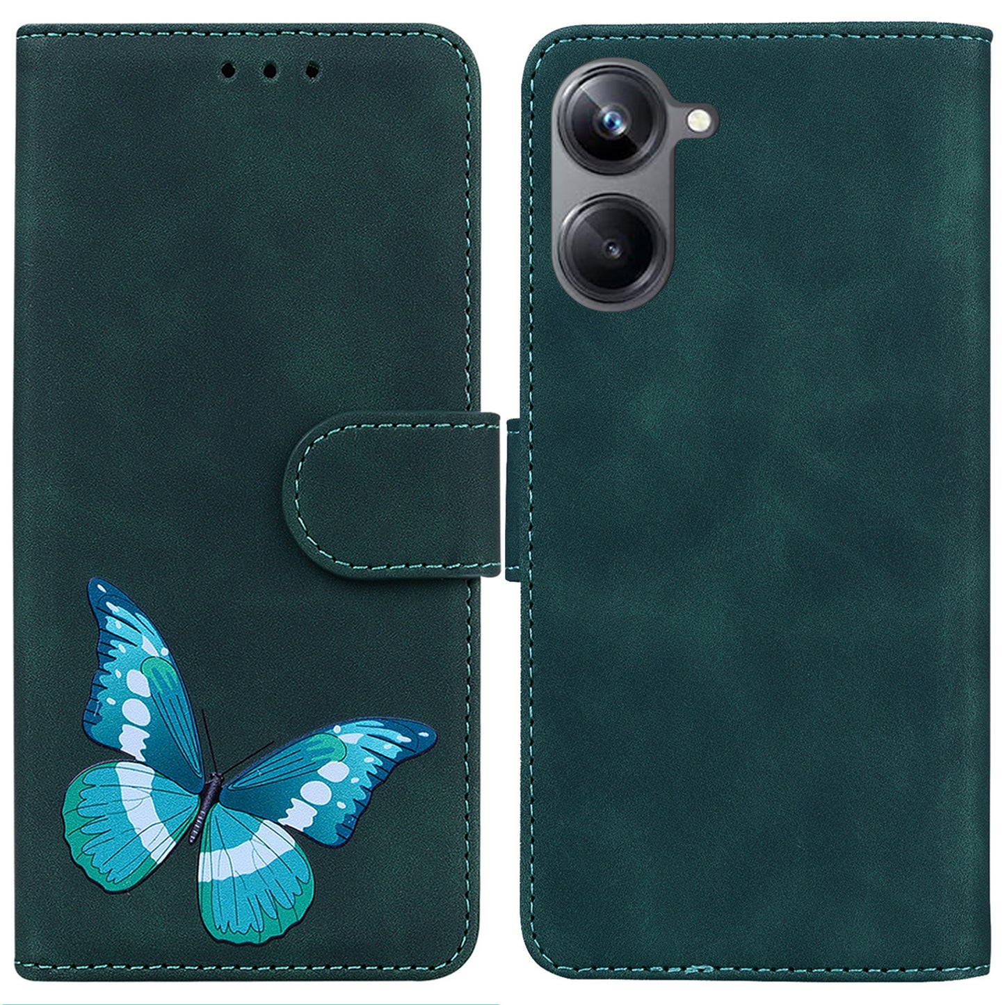 For Realme 10 Pro 5G Butterfly Printing Phone Stand Cover Shockproof Leather Wallet Case