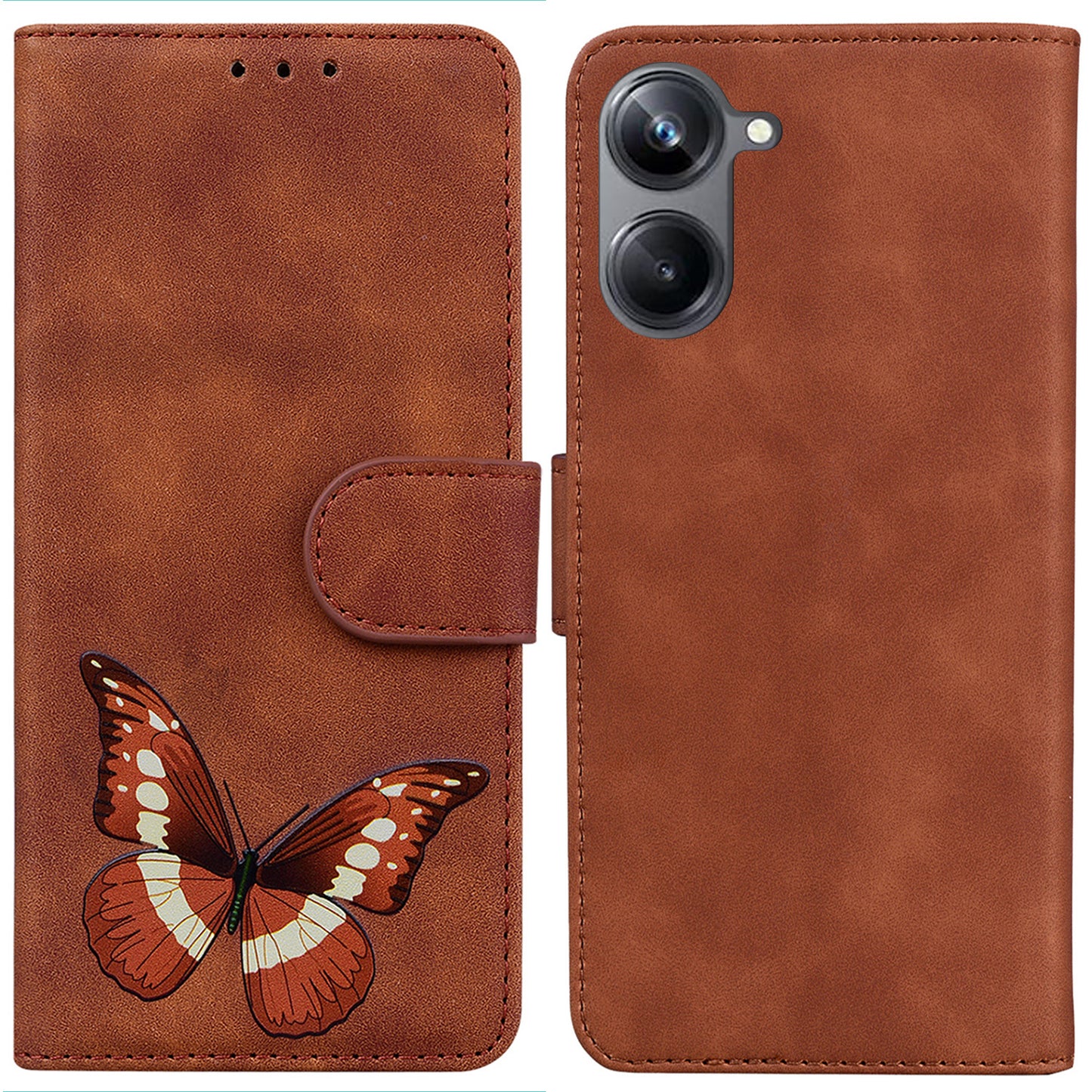 For Realme 10 Pro 5G Butterfly Printing Phone Stand Cover Shockproof Leather Wallet Case