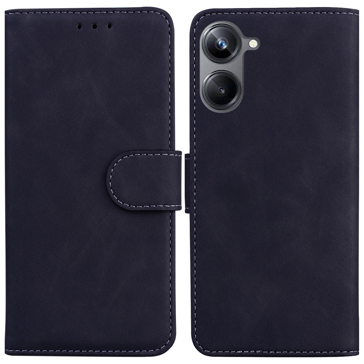 For Realme 10 Pro 5G Solid Color Stand Wallet Cover Anti-fall Flip PU Leather Phone Case