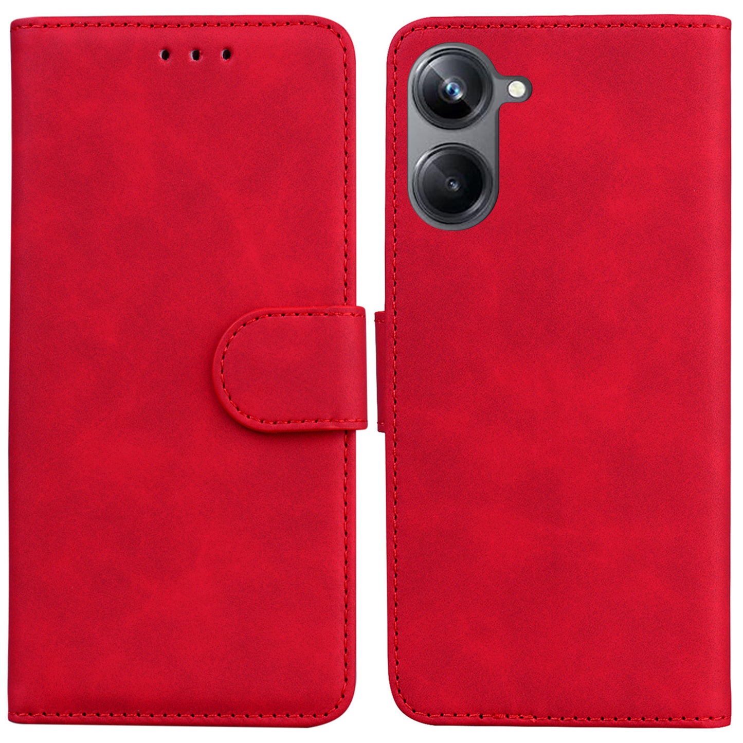 For Realme 10 Pro 5G Solid Color Stand Wallet Cover Anti-fall Flip PU Leather Phone Case