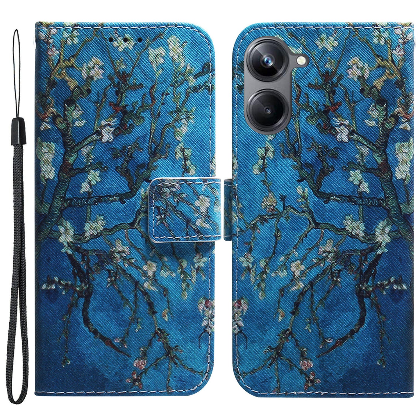 For Realme 10 Pro 5G Pattern Printing PU Leather Wallet Phone Case Stand Cover with Wrist Strap