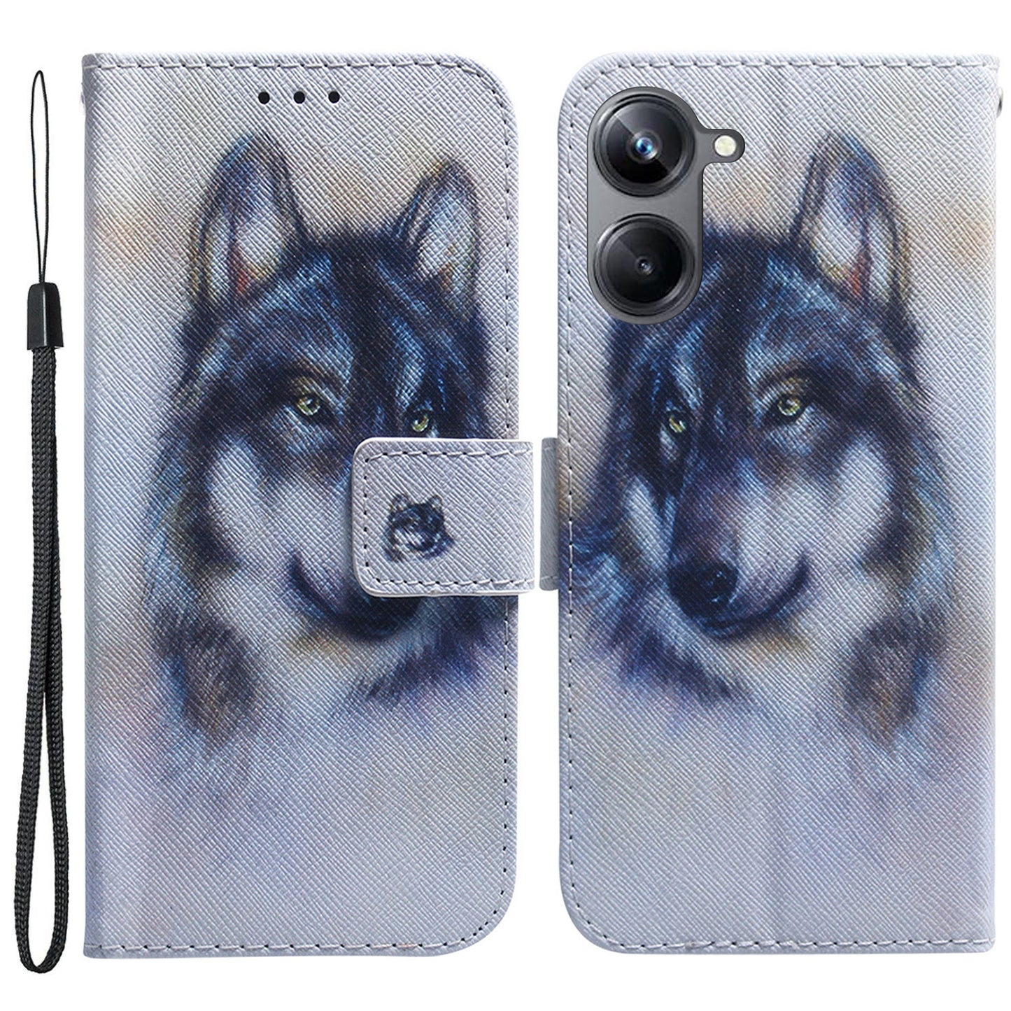 For Realme 10 Pro 5G Pattern Printing PU Leather Wallet Phone Case Stand Cover with Wrist Strap