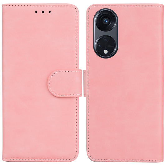 For Oppo Reno8 T 5G / A1 Pro 5G Stand Wallet Cover Solid Color PU Leather Phone Case