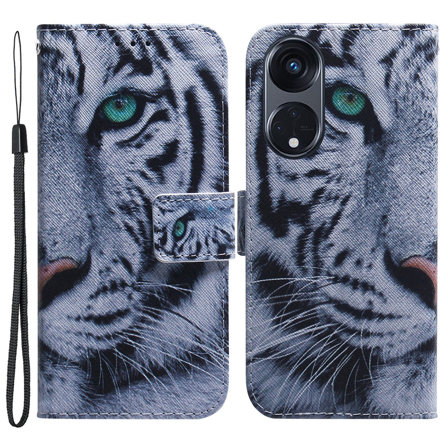 For Oppo Reno8 T 5G / A1 Pro 5G Phone Leather Case Stand Wallet Pattern Printing Phone Cover with Wrist Strap