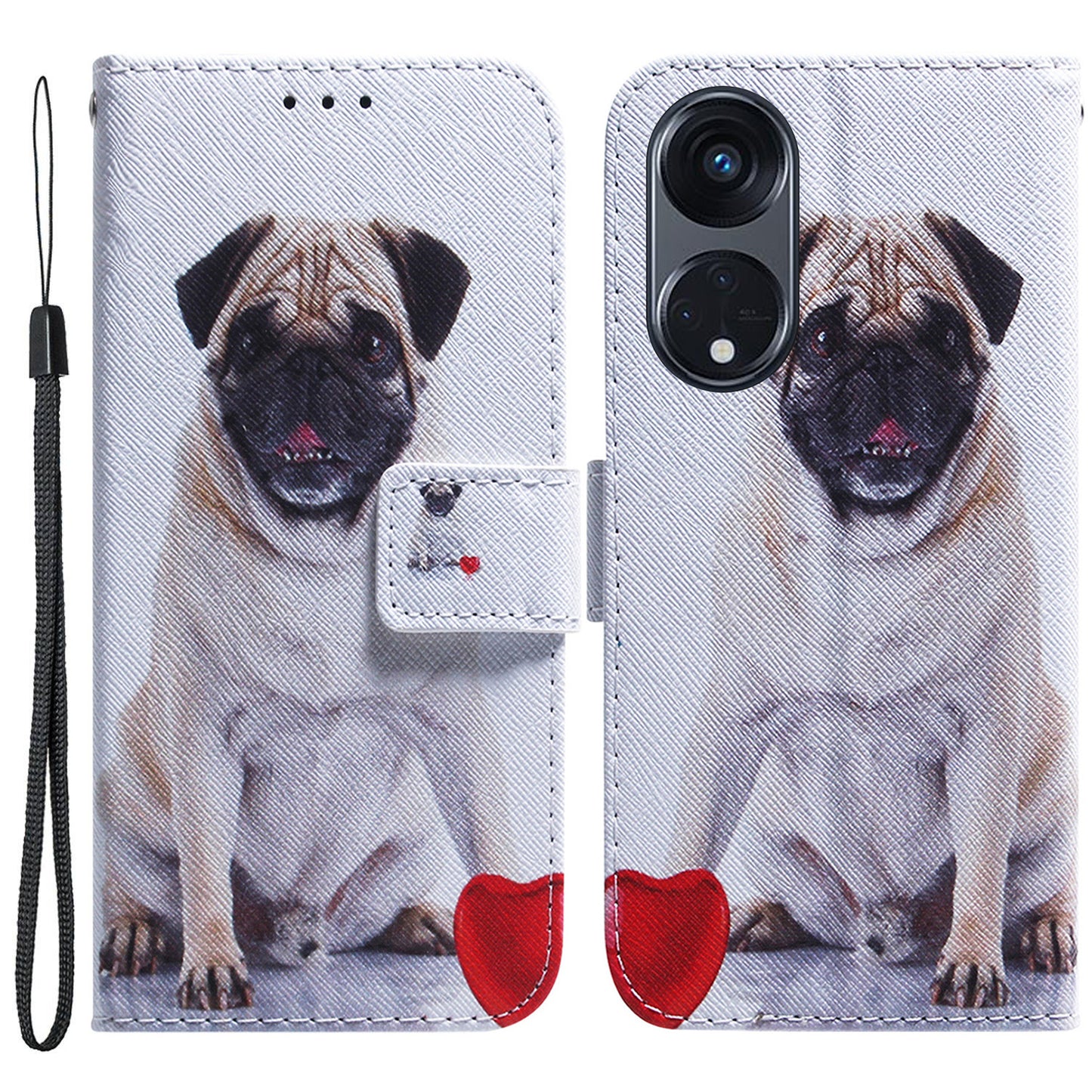 For Oppo Reno8 T 5G / A1 Pro 5G Phone Leather Case Stand Wallet Pattern Printing Phone Cover with Wrist Strap