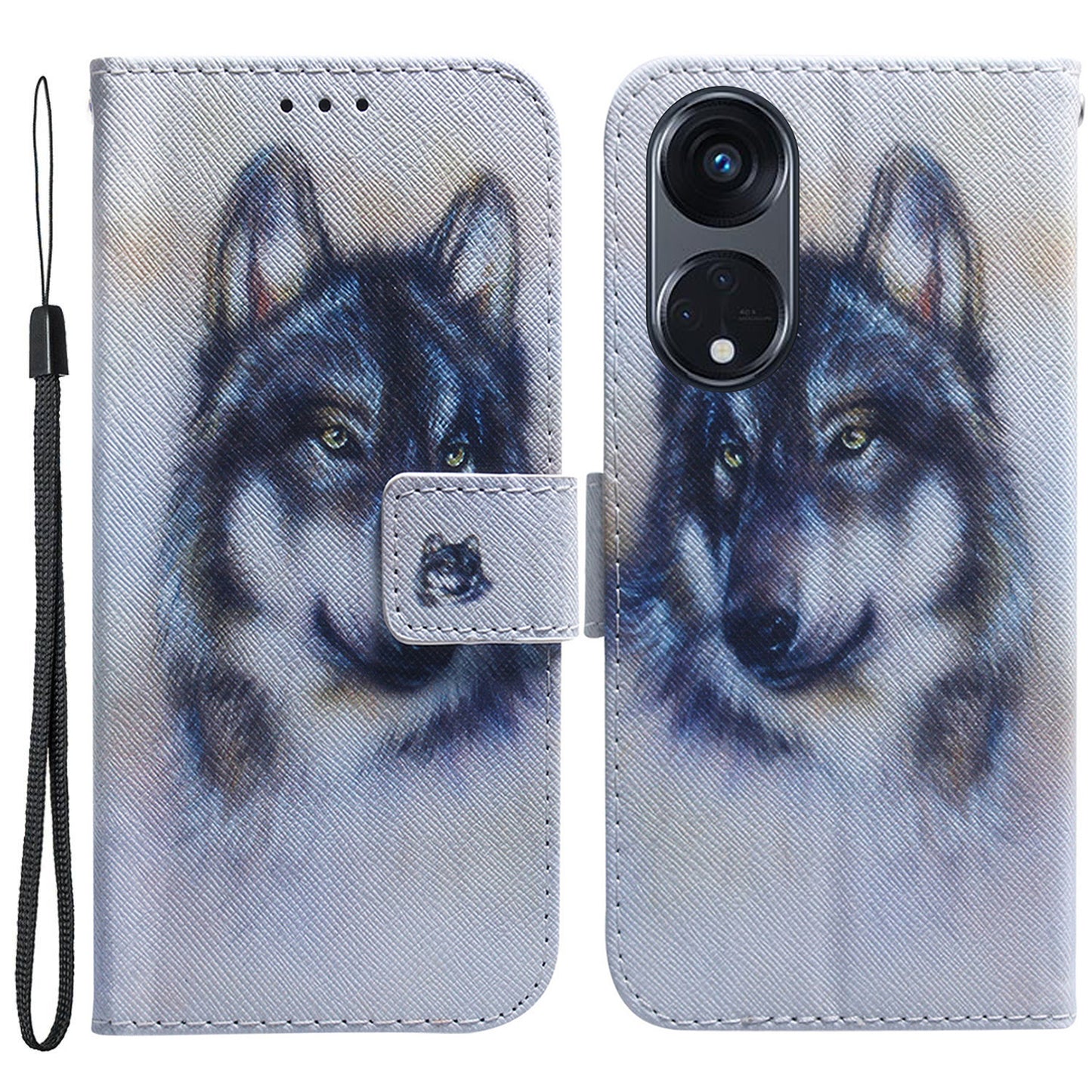 For Oppo Reno8 T 5G / A1 Pro 5G Phone Leather Case Stand Wallet Pattern Printing Phone Cover with Wrist Strap