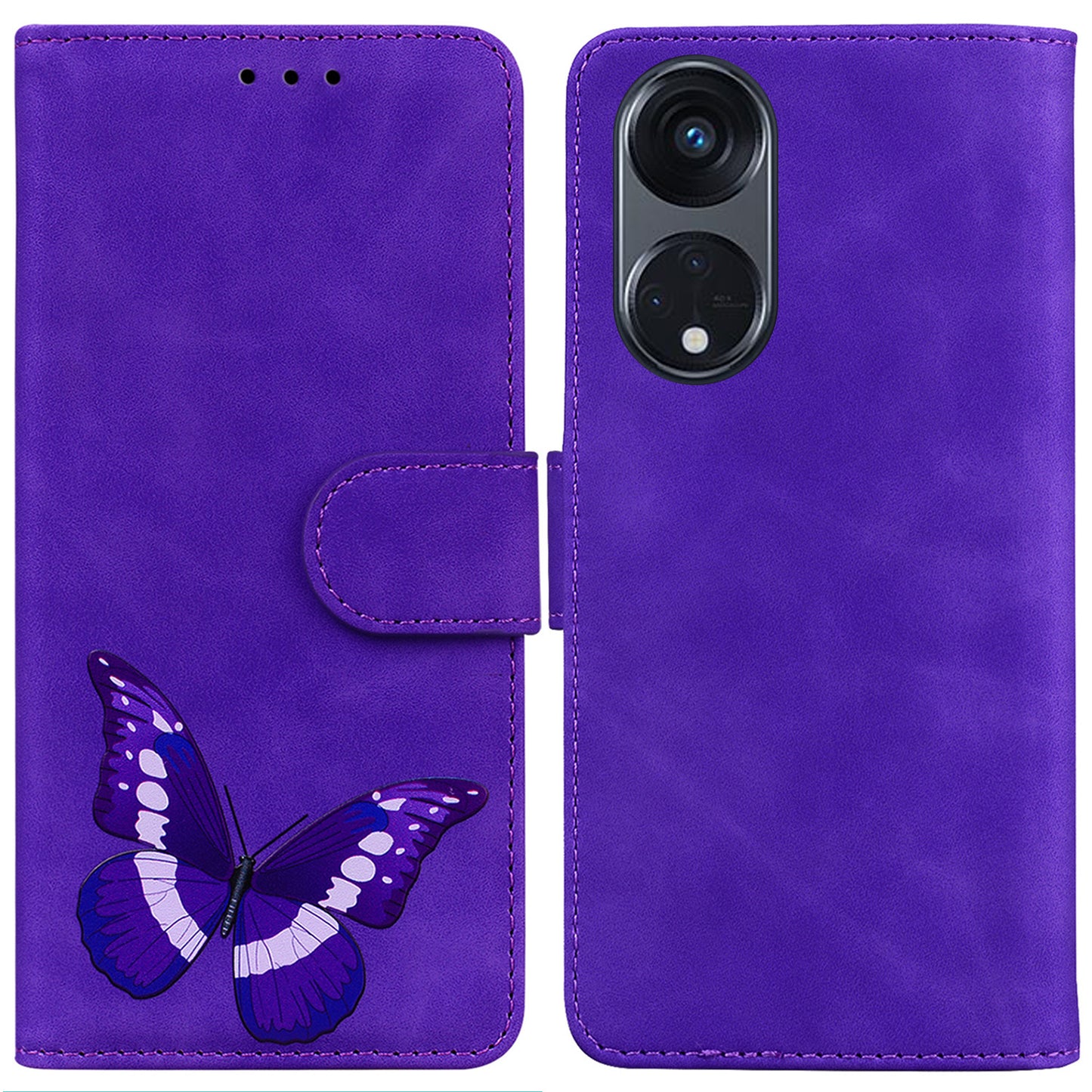 For Oppo Reno8 T 5G / A1 Pro 5G Butterfly Printing Phone Cover PU Leather Stand Wallet Case