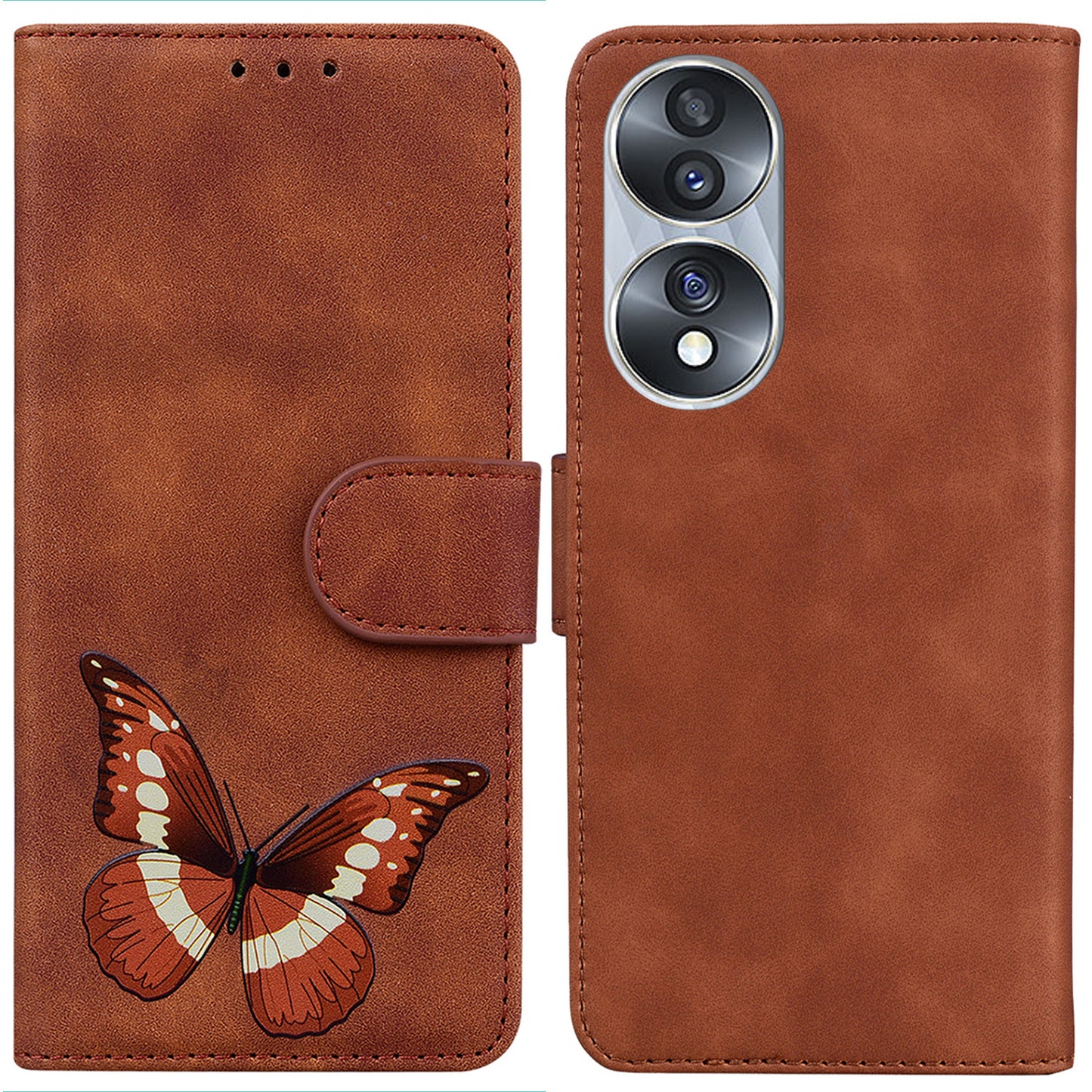 For Honor 70 5G PU Leather Wallet Phone Case Butterfly Pattern TPU Interior Stand Cover