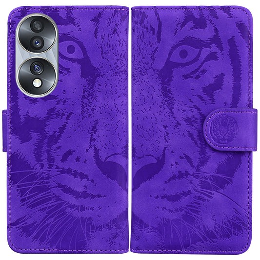 For Honor 70 5G PU Leather Flip Cover Tiger Pattern Imprinted Wallet Stand Protective Phone Case