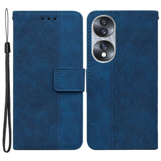 For Honor 70 5G Imprinted Phone Case PU Leather Drop-proof Flip Phone Cover with Wallet Stand