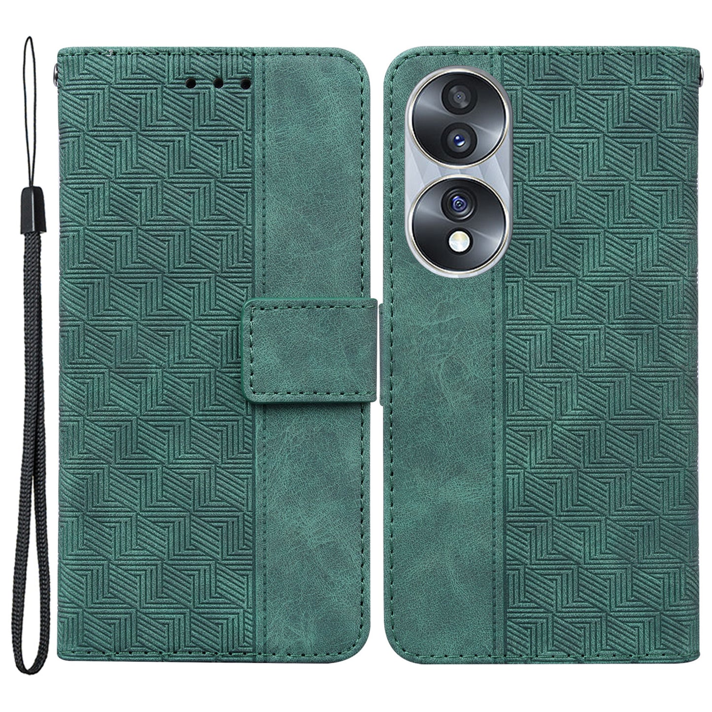 For Honor 70 5G Imprinted Phone Case PU Leather Drop-proof Flip Phone Cover with Wallet Stand