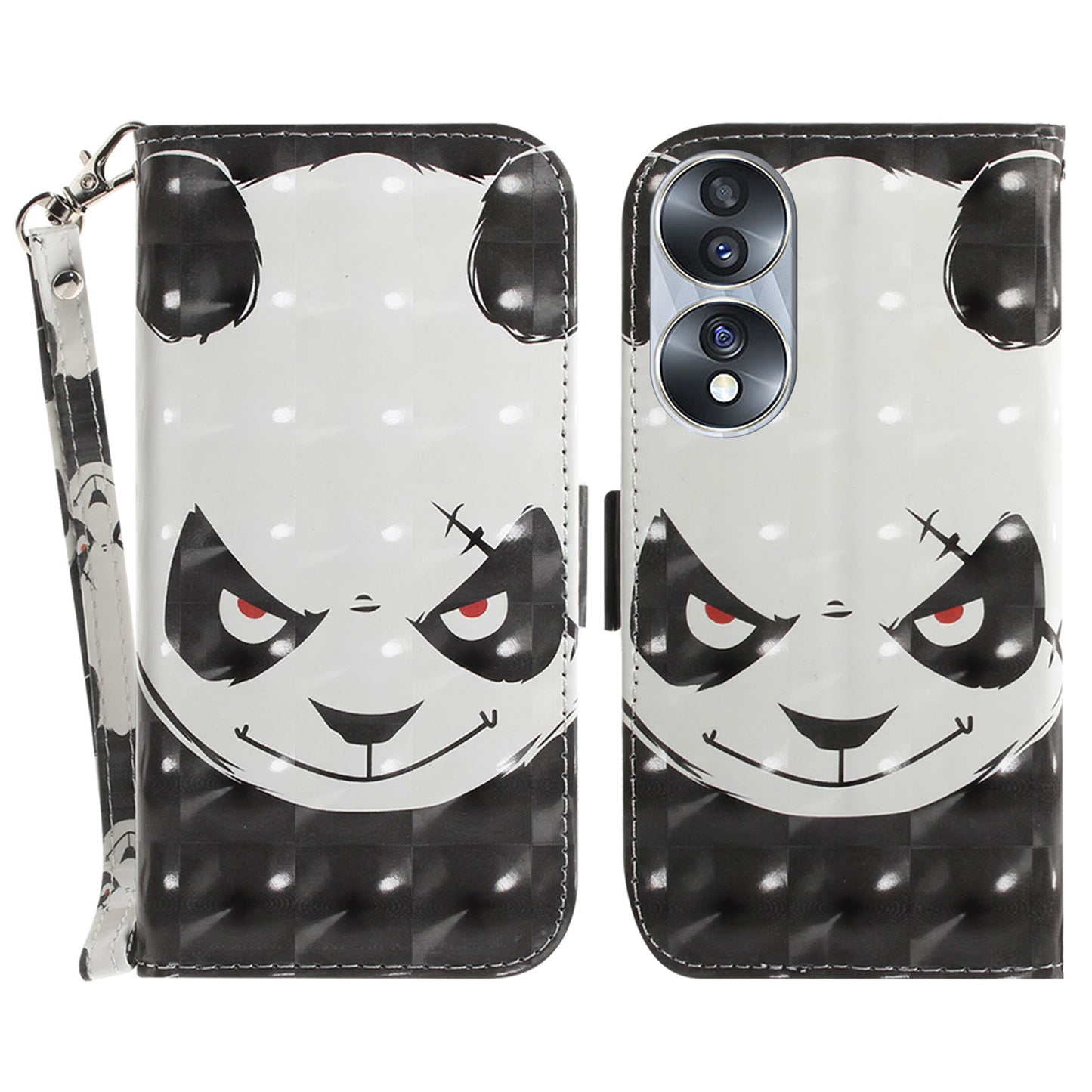 For Honor 70 5G PU Leather Phone Case Stand Wallet Anti-fall Cell Phone Cover with Strap
