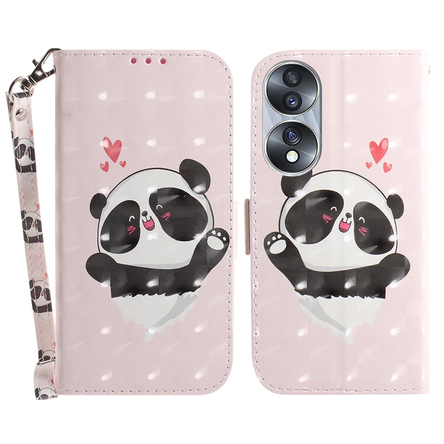 For Honor 70 5G PU Leather Phone Case Stand Wallet Anti-fall Cell Phone Cover with Strap