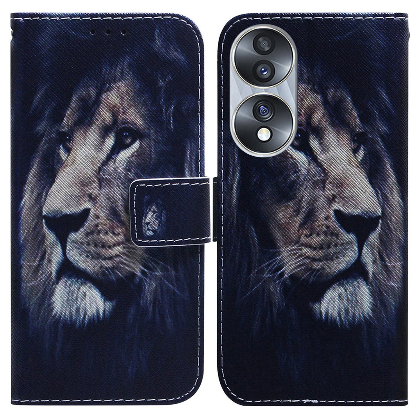 For Honor 70 5G Pattern Printing PU Leather Wallet Cover Magnetic Clasp Phone Stand Case with Strap